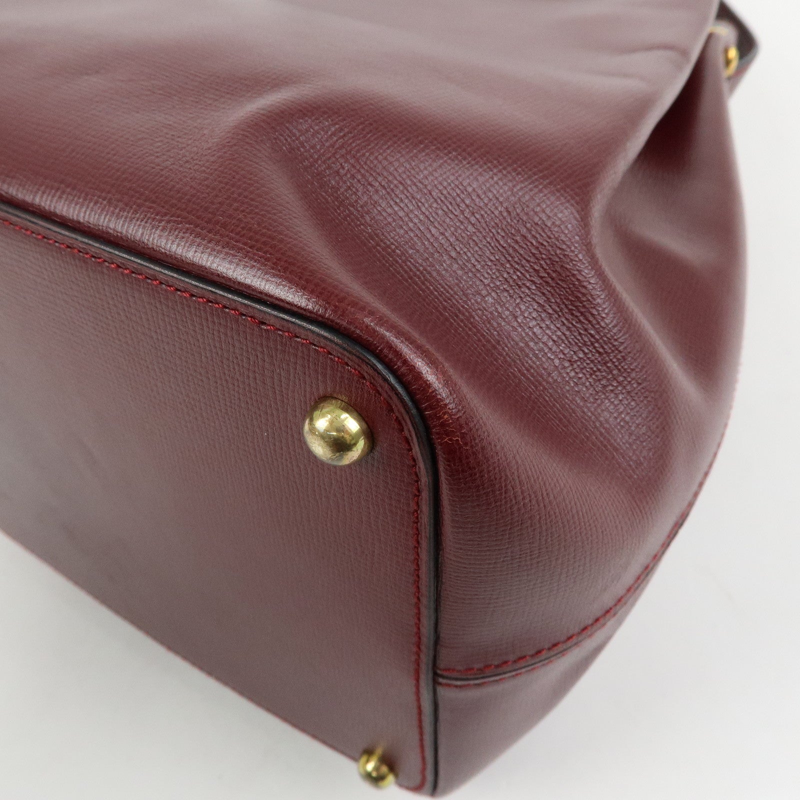 Cartier Must de Cartier Leather Drawstring Shoulder Bag Bordeaux