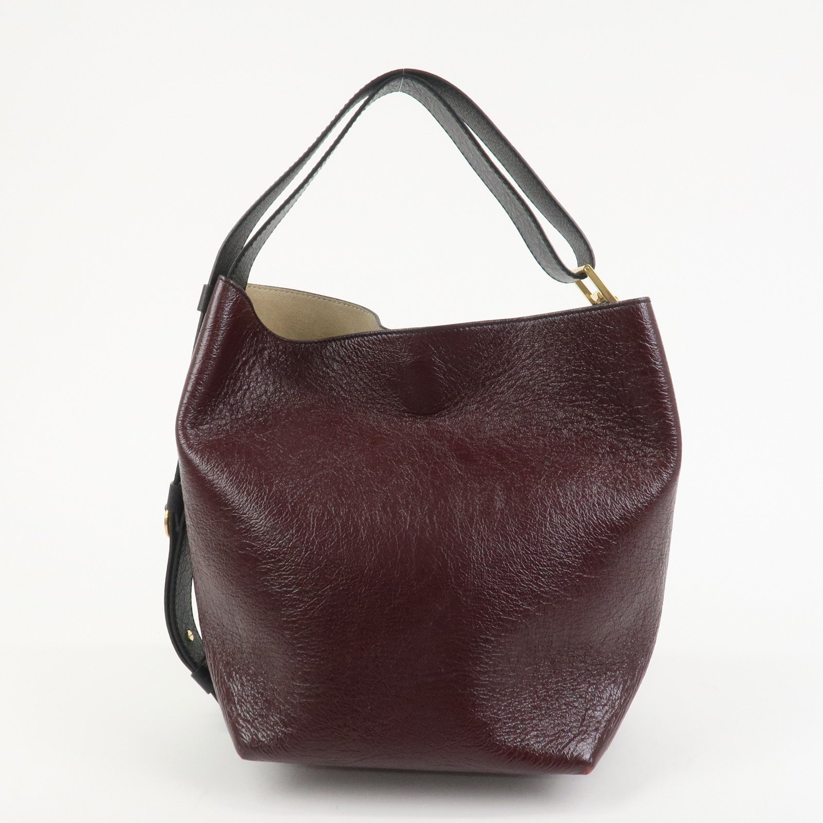 GIVENCHY Suede Leather Hand Bag Shoulder Bag Gray Bordeaux Black
