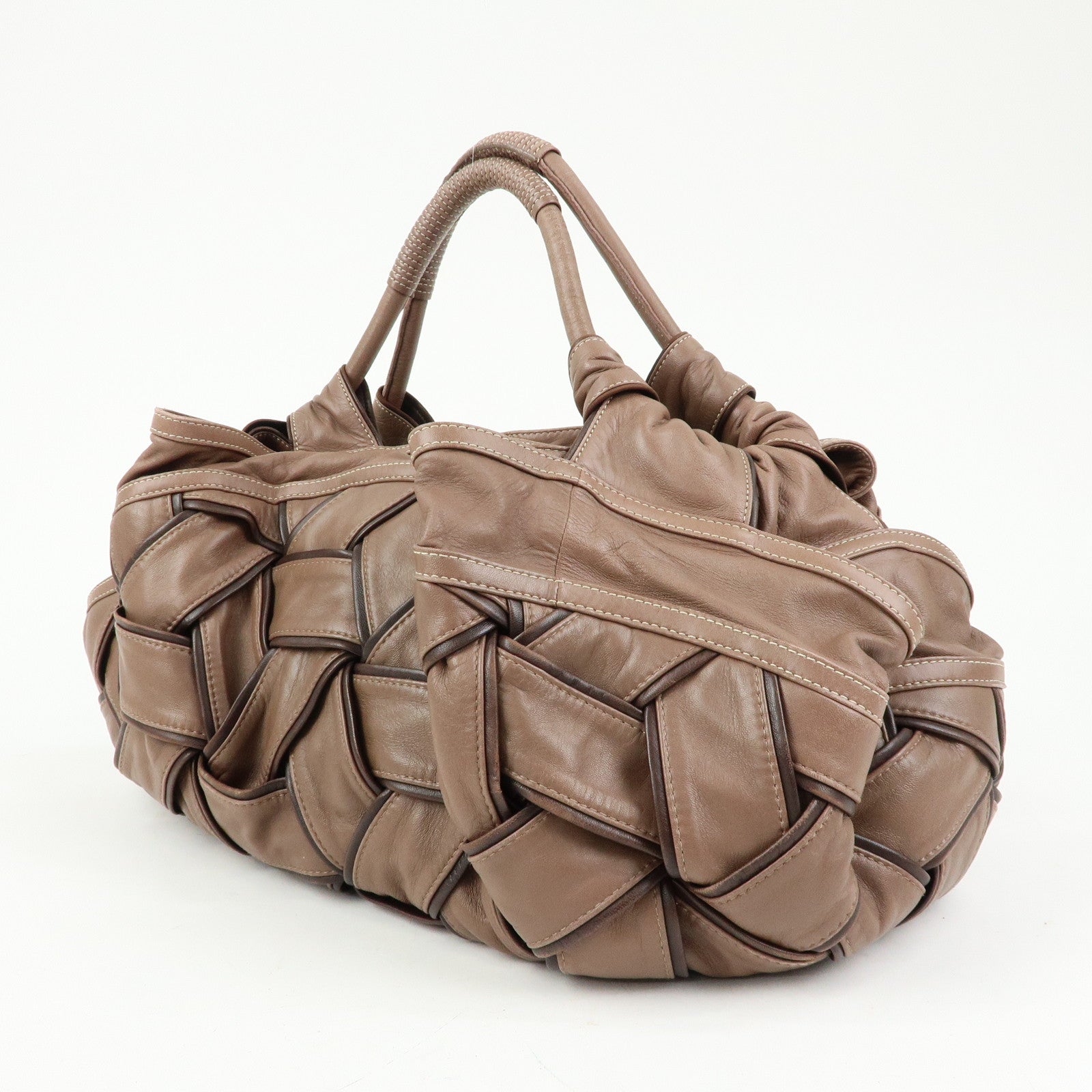 LOEWE Anagram Nappa Aire Leather Hand Bag Tote Bag Brown