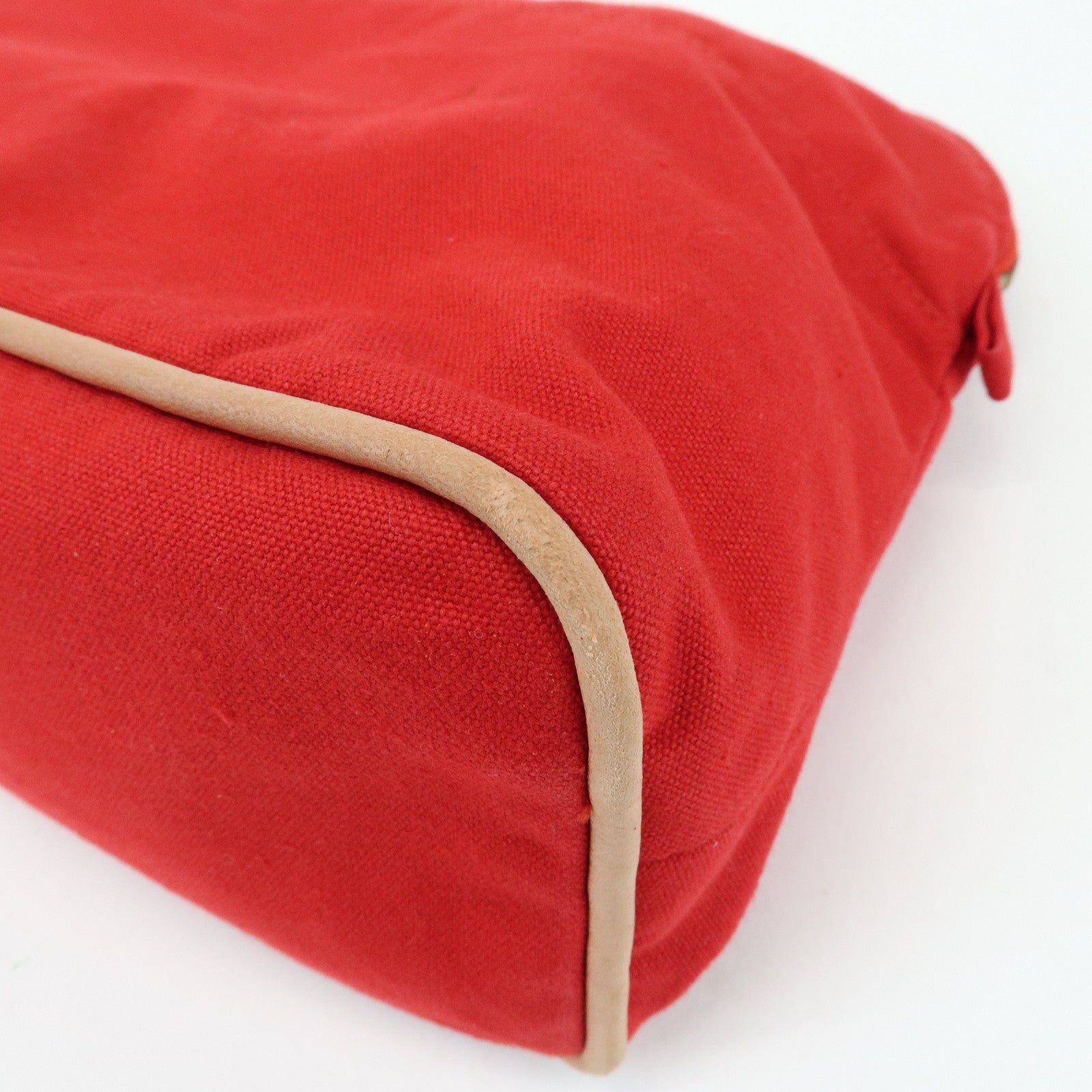 HERMES Cotton Canvas Bolide Pouch GM Cosmetic Pouch Red