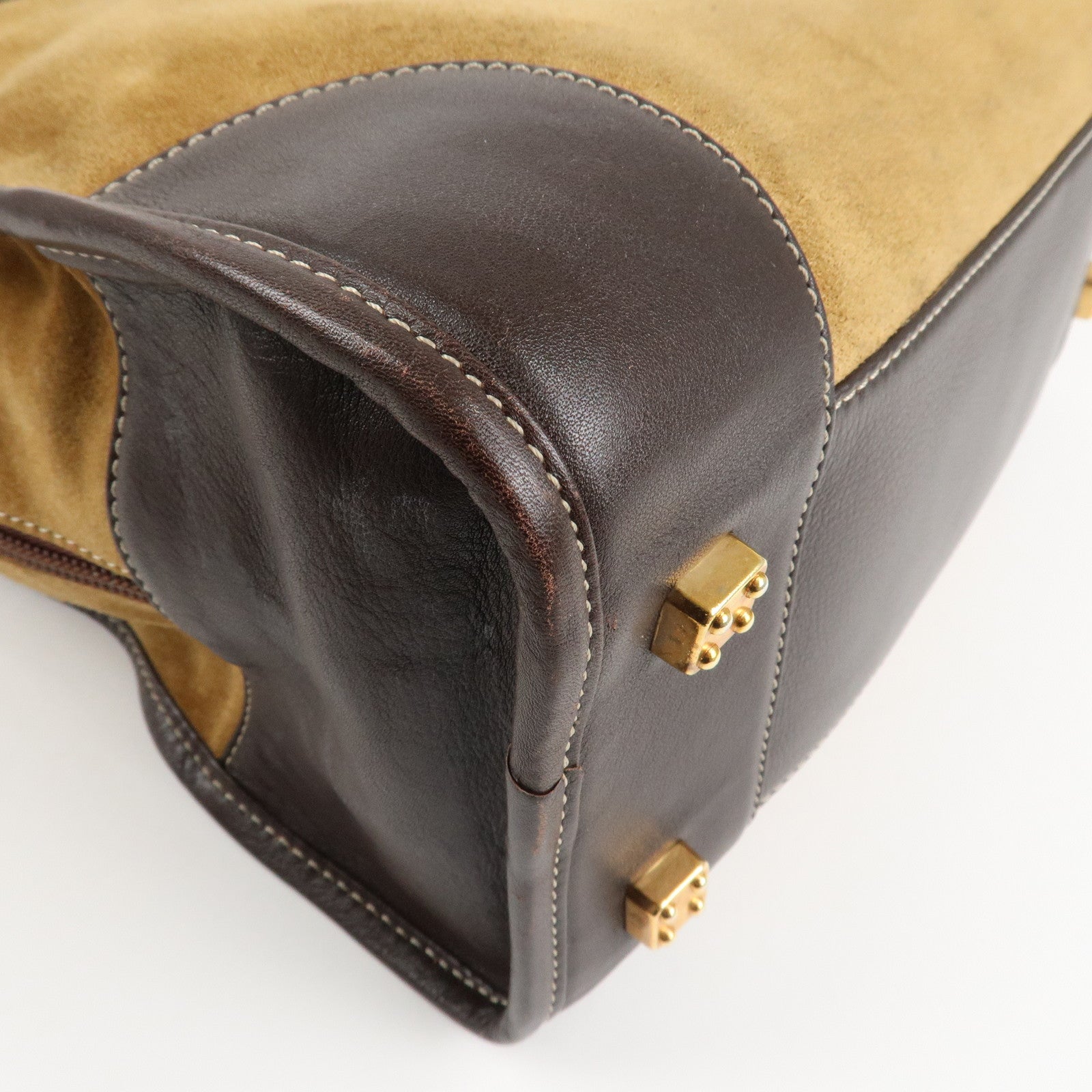 LOEWE Anagram Suede Leather Amazona 35 Brown Hand Bag Boston Bag Used