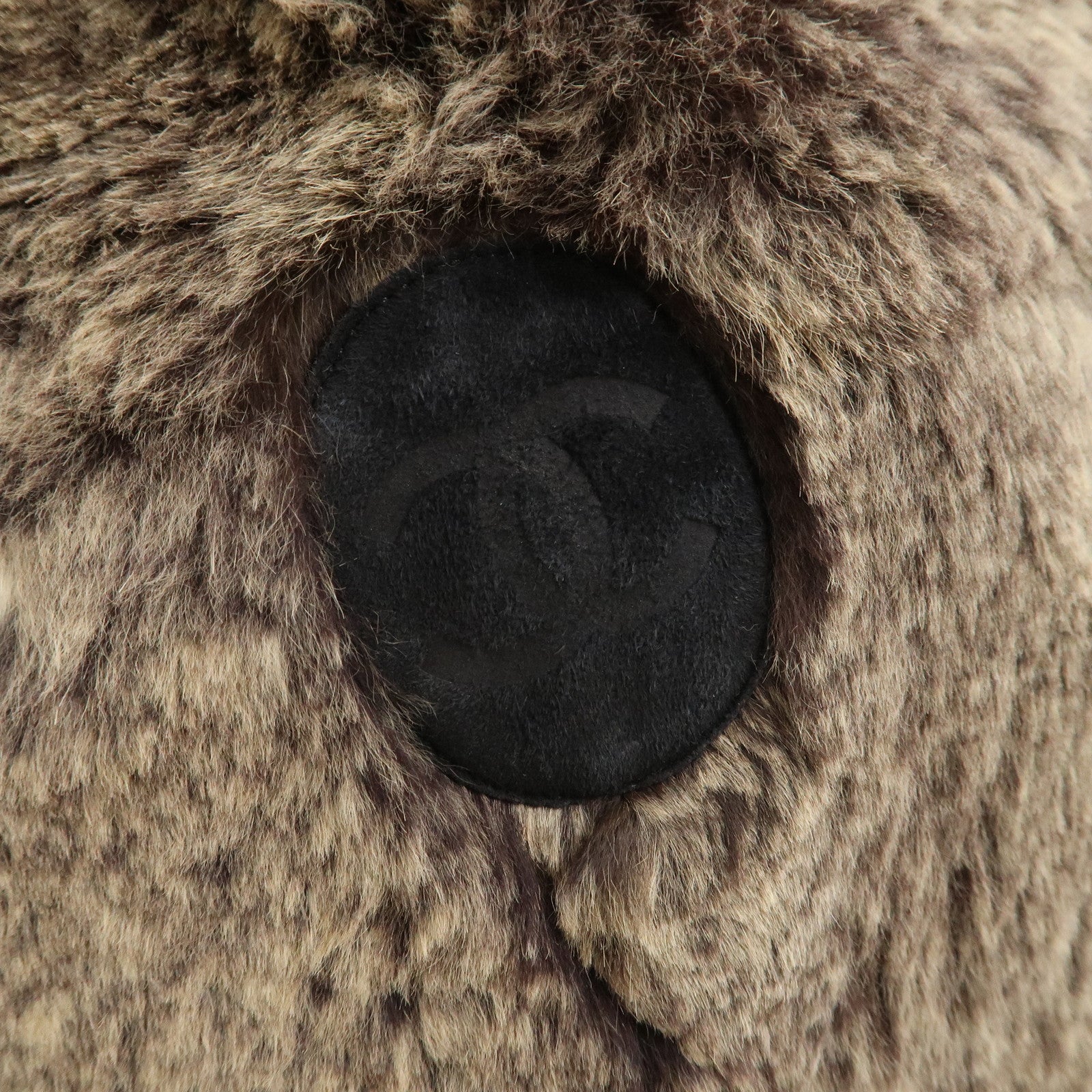 CHANEL COCO Mark Fur Suede Tote Bag Hand Bag Brown Black