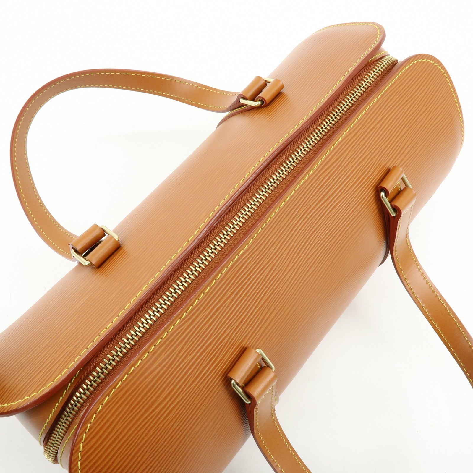 Louis Vuitton Epi Soufflot Hand Bag Shoulder Bag Zipang Gold M52228