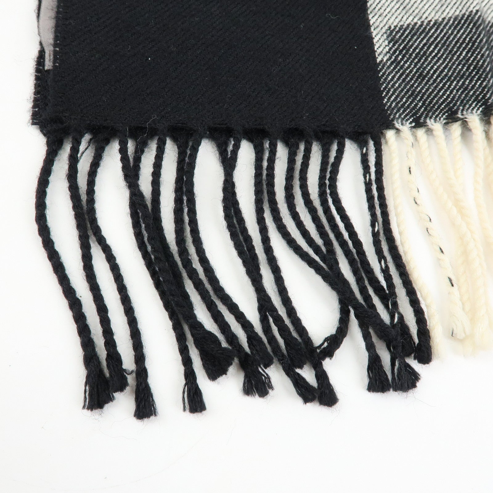 Christian Dior Logo Wool Acrylic Scarf Black Ivory
