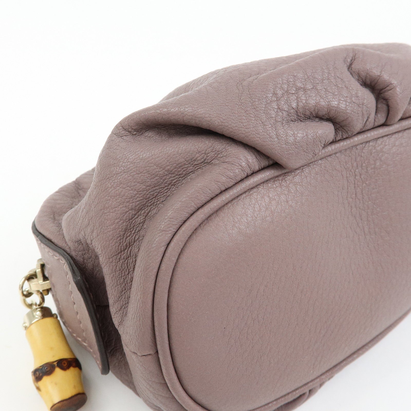 GUCCI Bamboo Leather Cosmetic Case Pouch Light Purple 246175