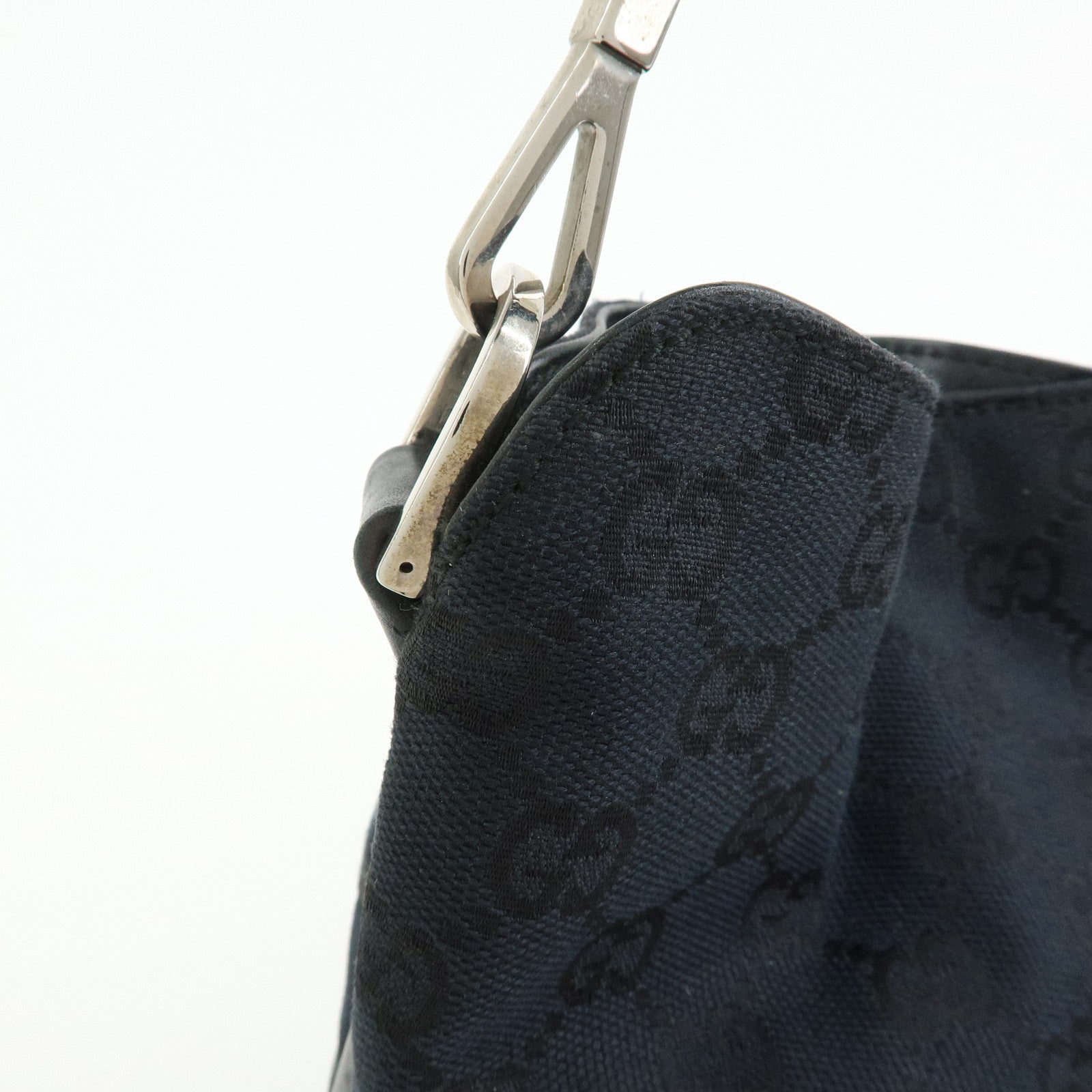 GUCCI Bamboo GG Canvas Leather Shoulder Bag Black 001・4095・001553