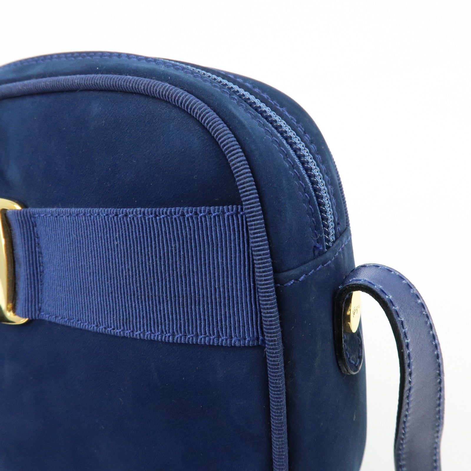 Ferragamo Vara Suede Shoulder Bag Crossbody Bag Camera Bag Navy