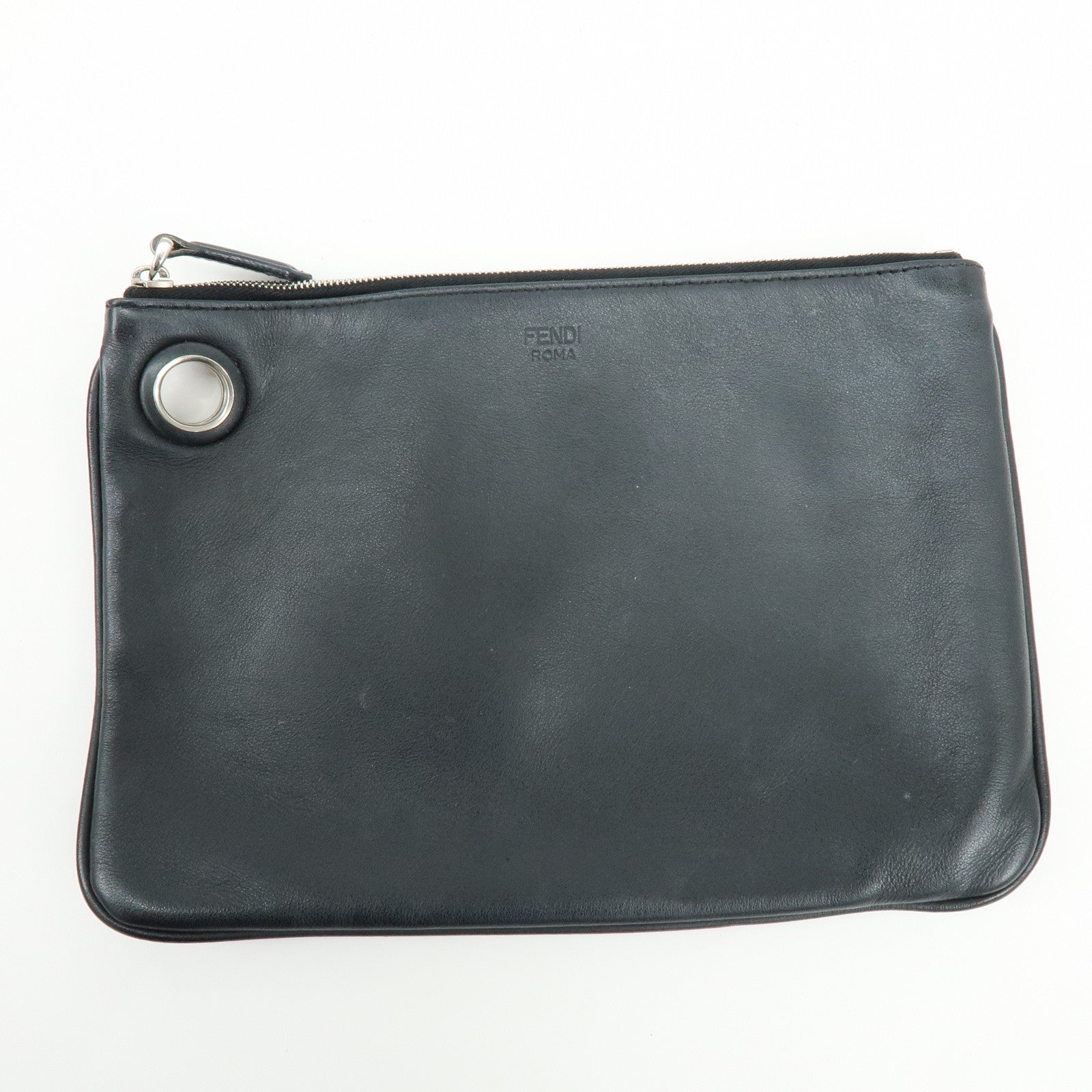 FENDI Zuccca F is FENDI Leather Velvet Triplette Clutch Bag 8BS001