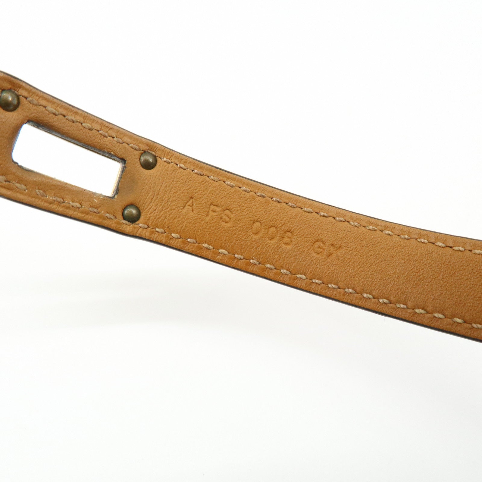 HERMES Leather Kelly Double Tour Bracelet A Stamped Purple Brown