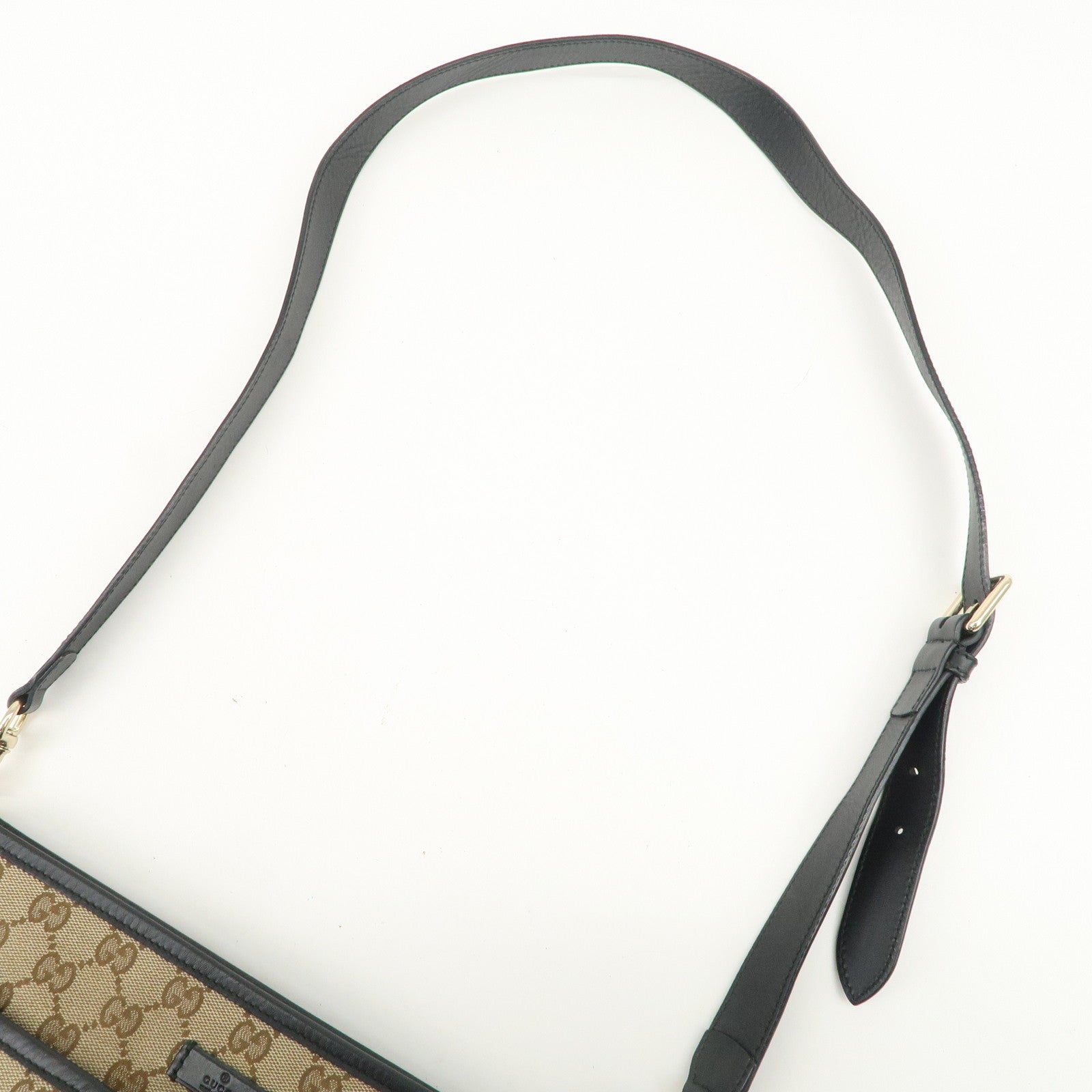 GUCCI Sherry GG Canvas Leather Shoulder Bag Beige Black 388926