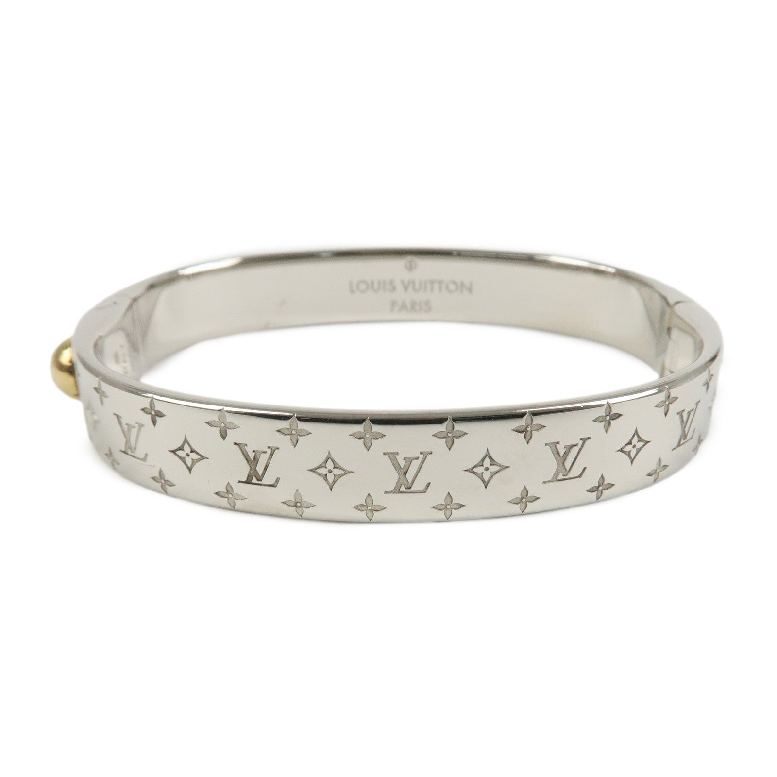 Louis Vuitton Nanogram Cuff Size S Bracelet Palladium M00249