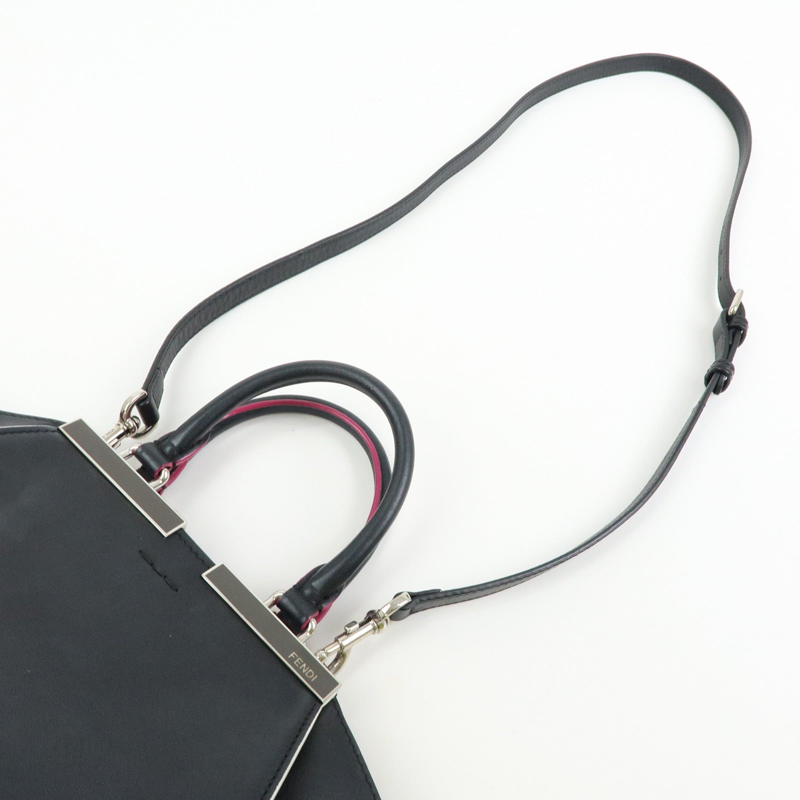 FENDI 3Jours Leather 2Way Shoulder Bag Hand Bag Black 8BH333