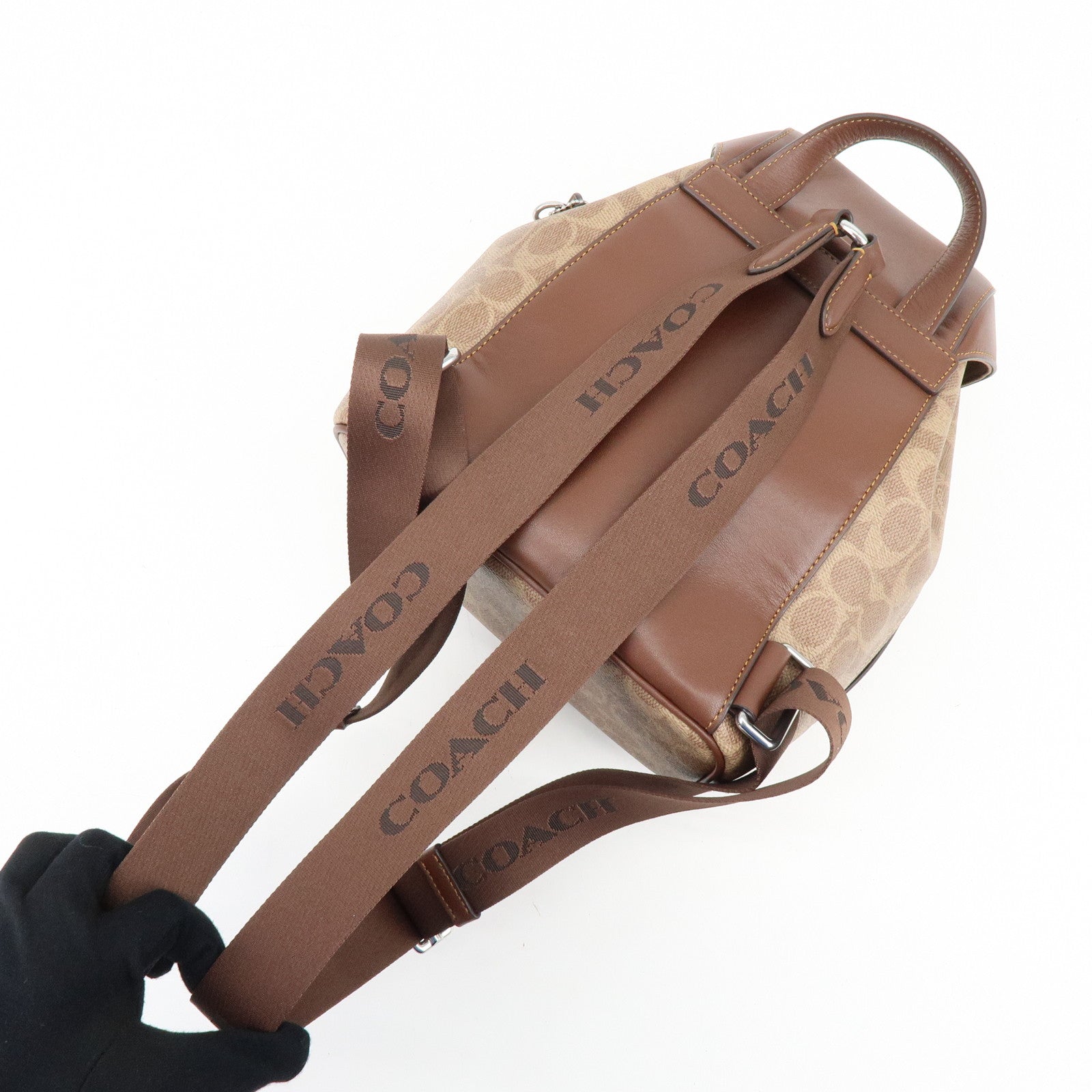 COACH Signature PVC Leather Backpack Rucksack Brown