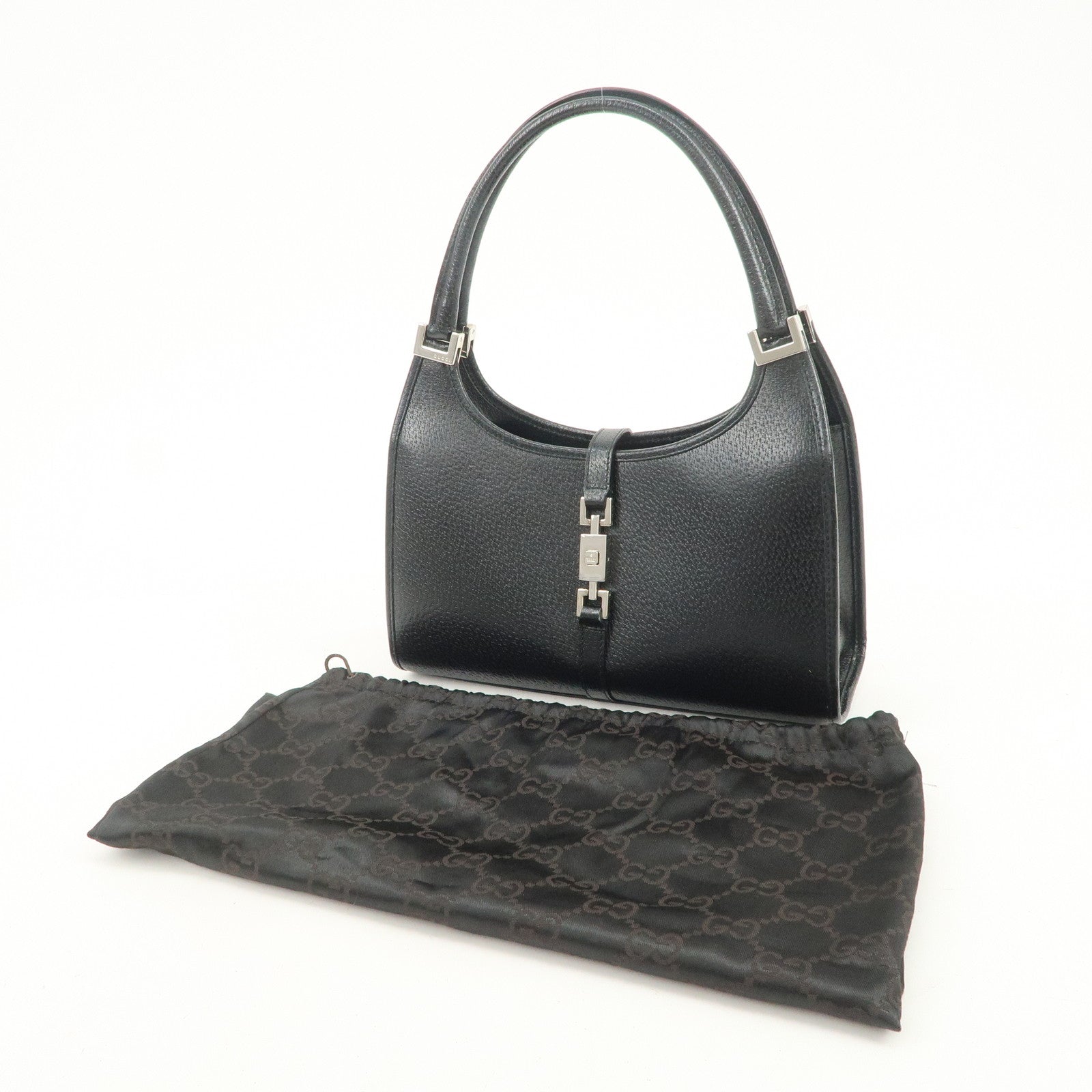 GUCCI Jackie Leather Hand Bag Black 002.1068