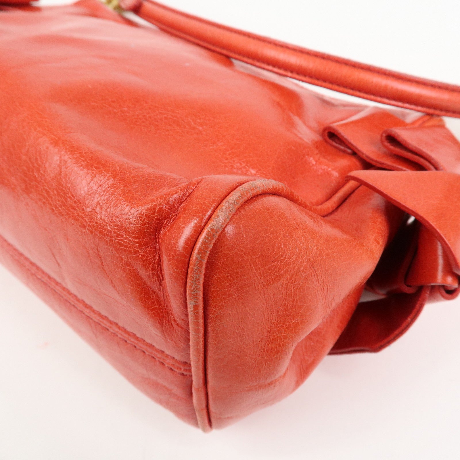 MIU MIU Side Ribbon Leather Mini Shoulder Bag Hand Bag Red 5N1557