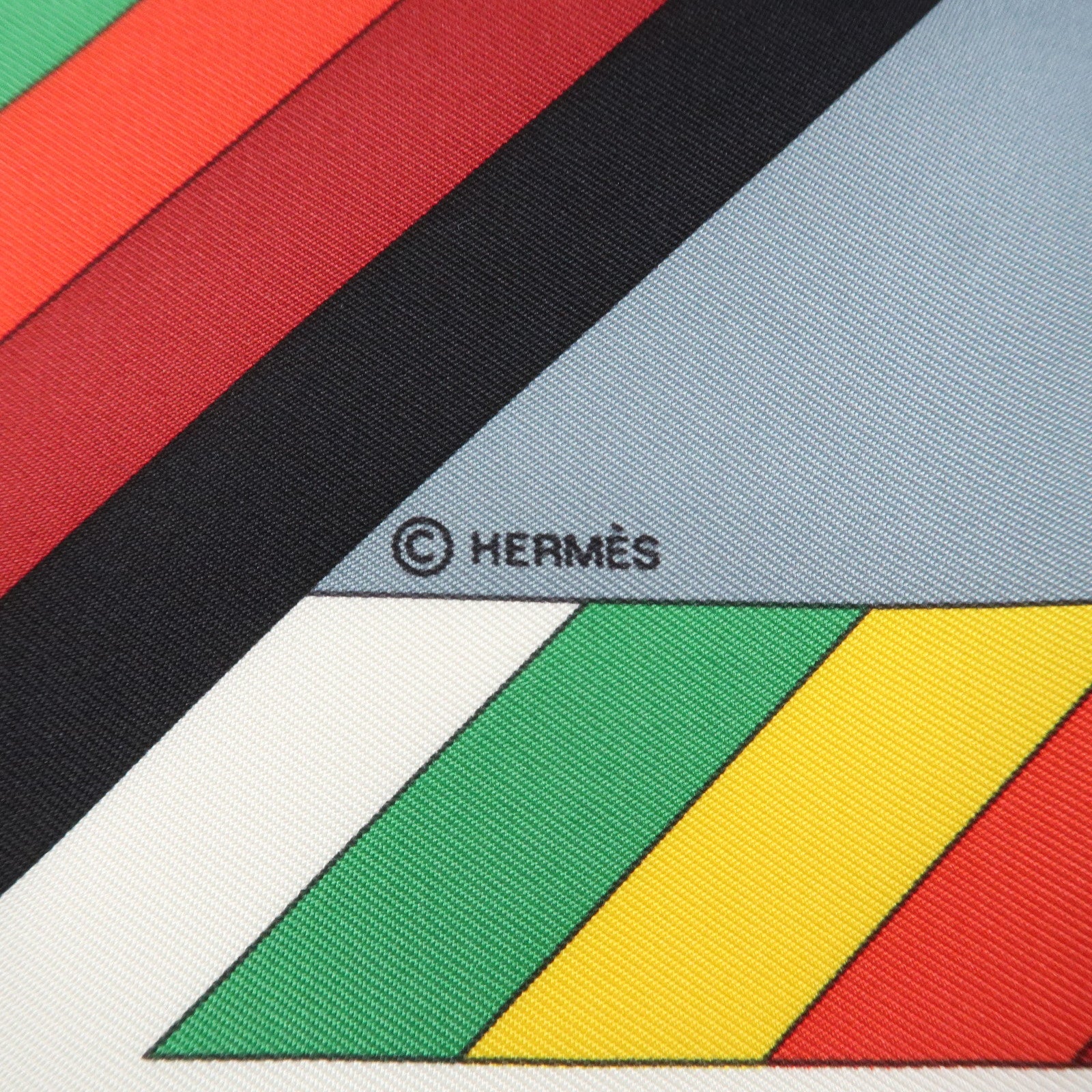 HERMES Carre 90 Silk 100% Scarf LES JEUX D'HERMES Black Used