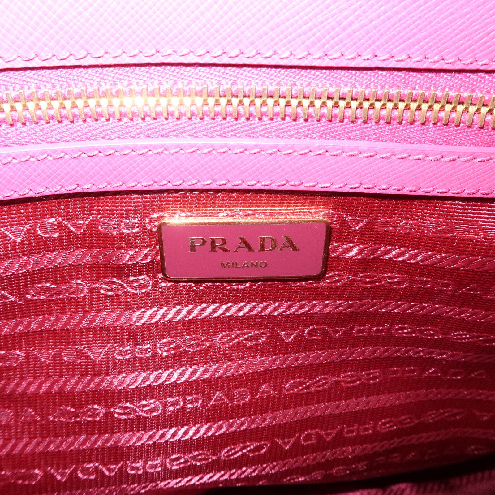 PRADA Triangle Logo Saffiano Leather 2Way Hand Bag Pink BN1801