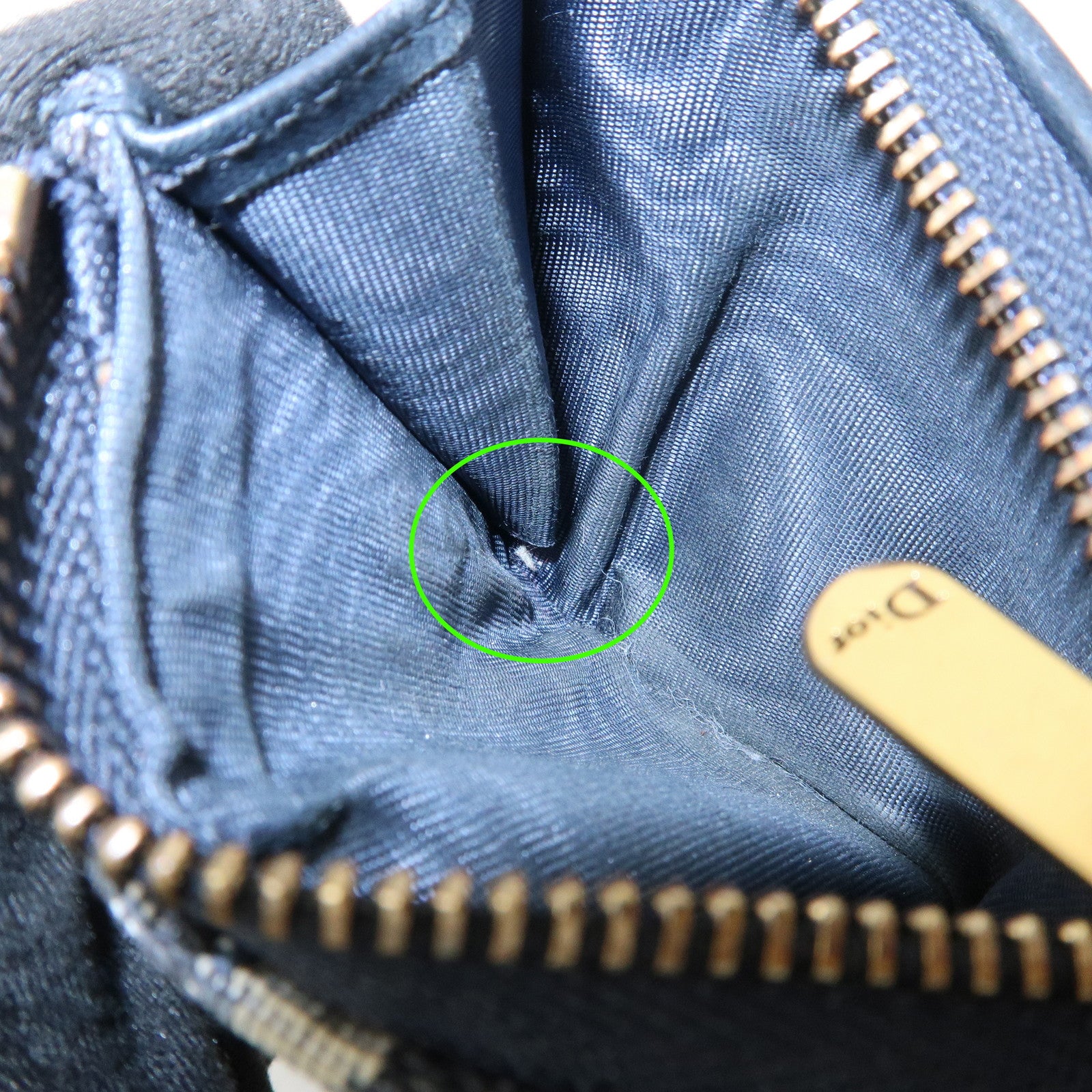 Christian Dior Trotter Canvas Leather Tri-fold Compact Wallet Navy