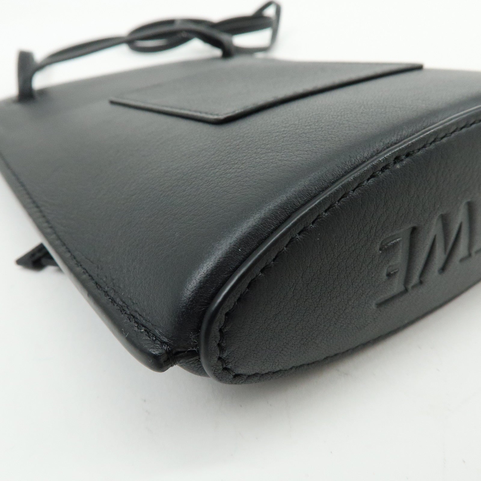 LOEWE Anagram Dice Pocket Shoulder Bag Calf Leather Crossbody Black