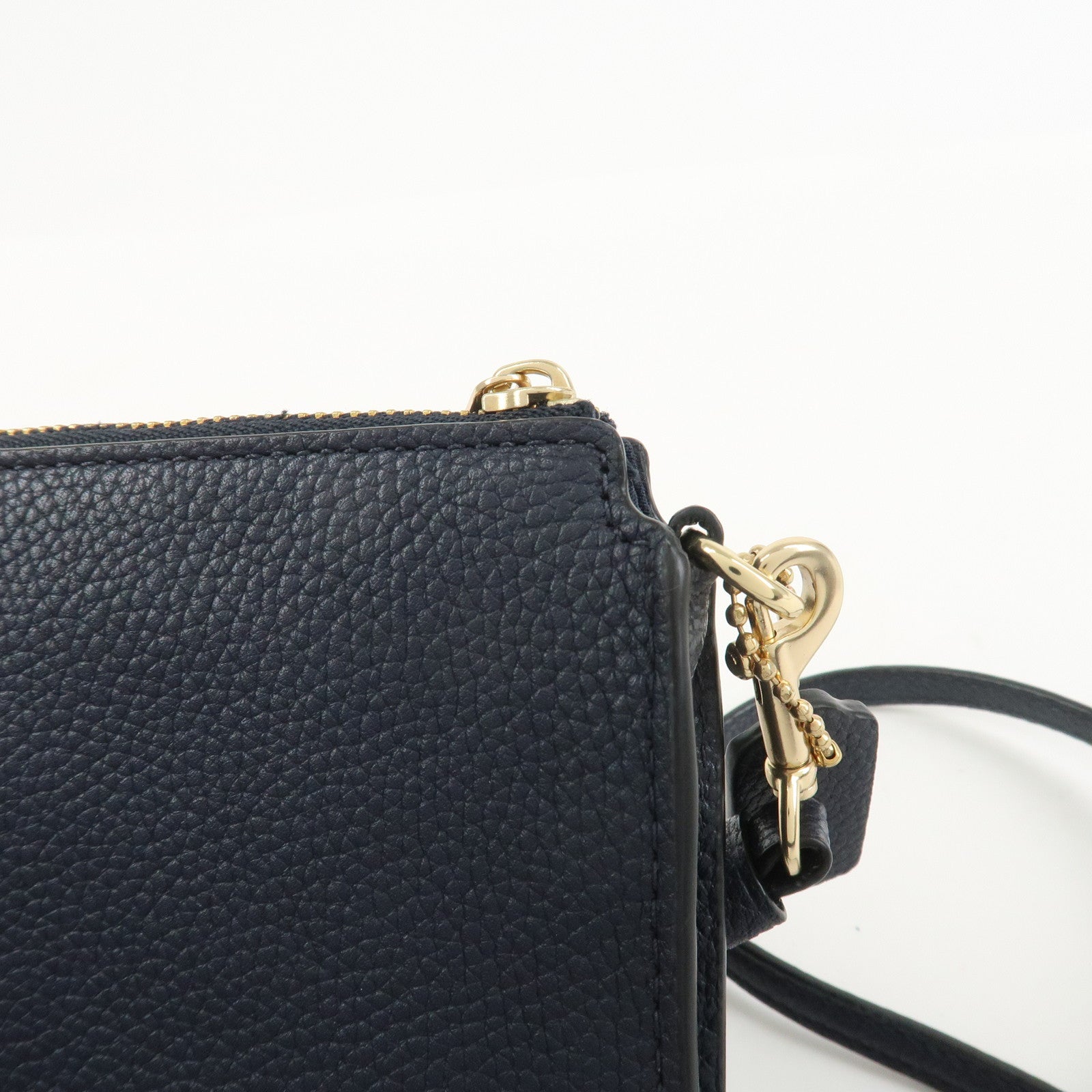 COACH Logo Leather Shoulder Bag Crossbody Bag Navy