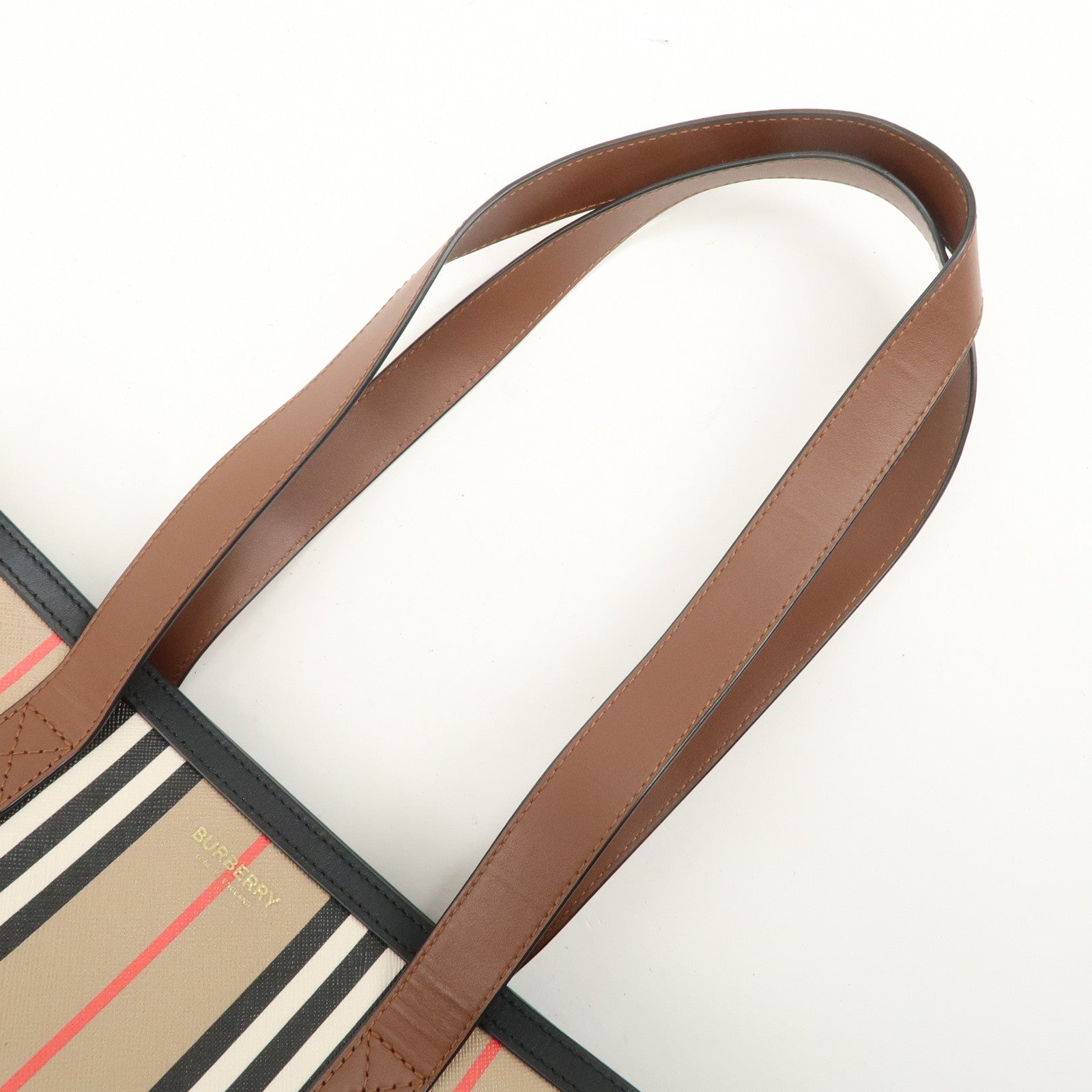 BURBERRY PVC Leather Tote Bag Shoulder Bag Beige Brown