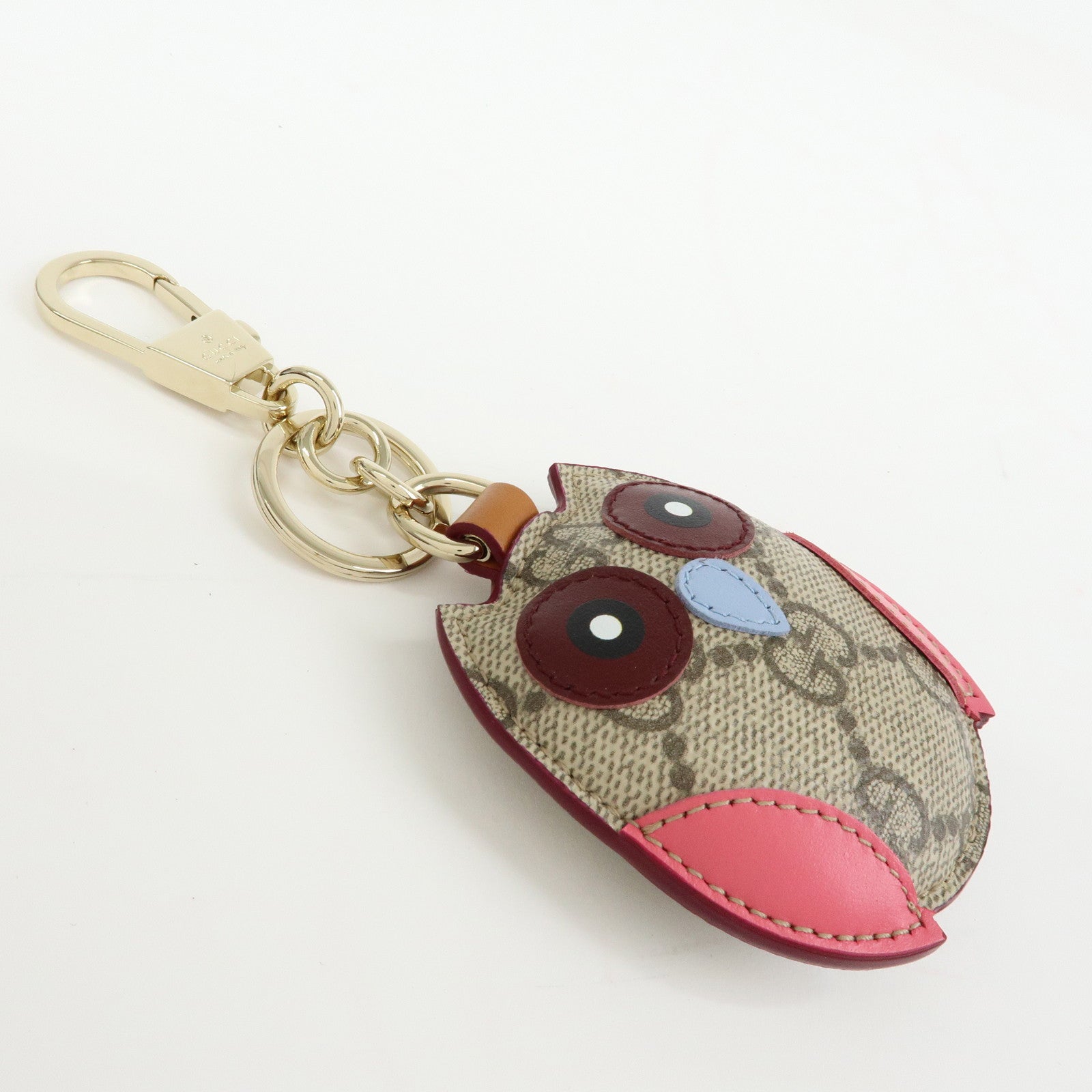 GUCCI GG Supreme Canvas Leather Bag Key Charm Owl Beige 821813