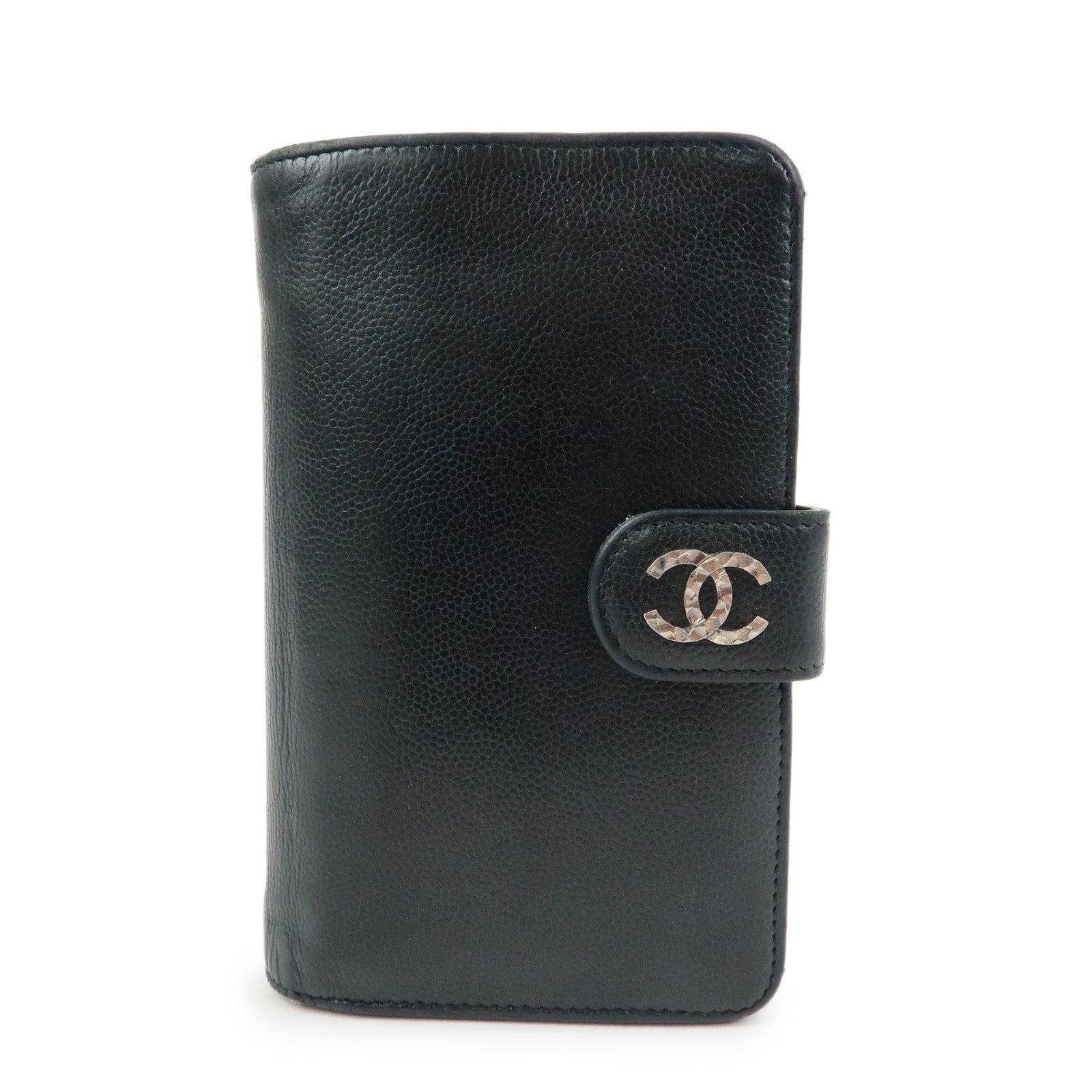 CHANEL COCO Mark Caviarskin Bi-fold Compact Wallet Black