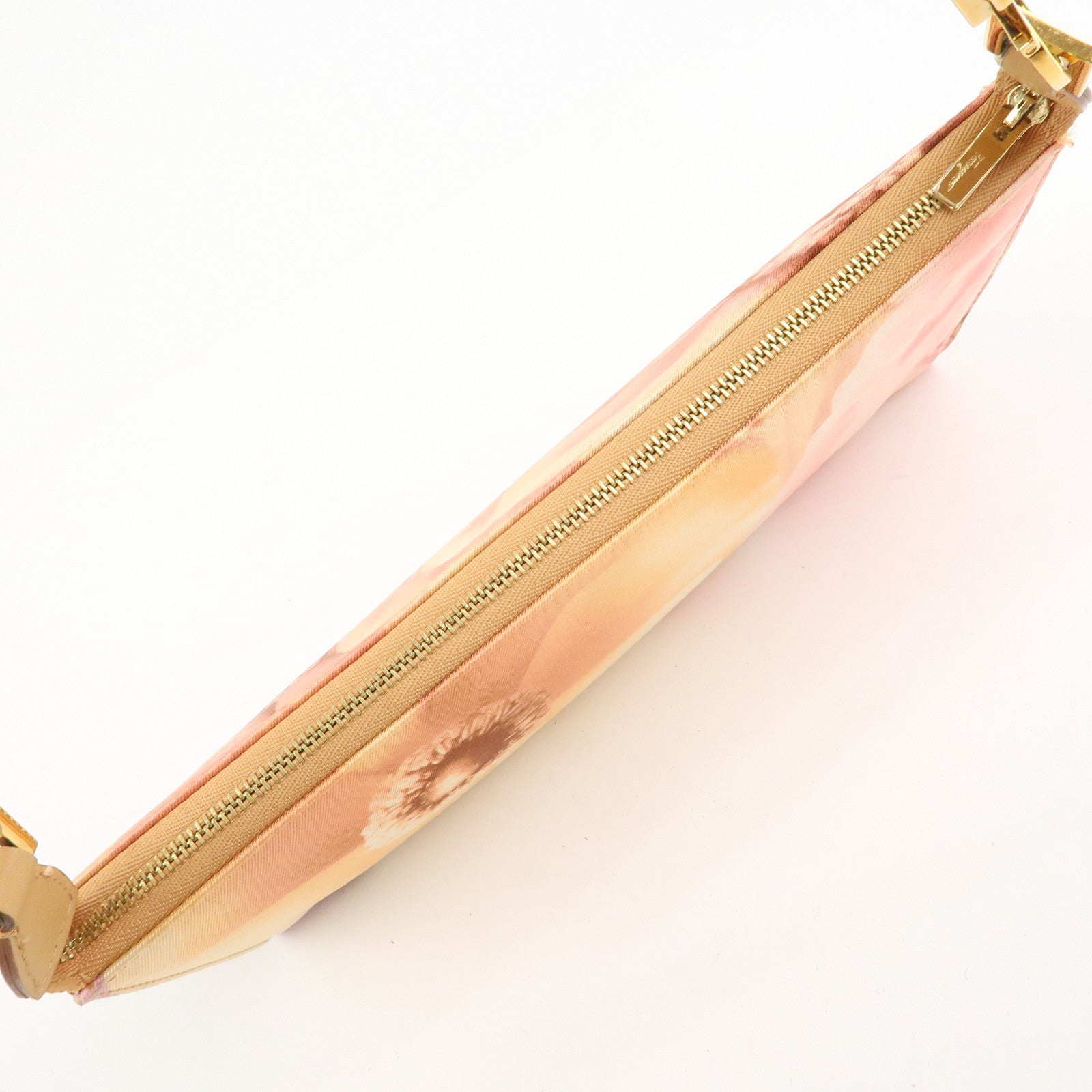 Ferragamo Gancini Nylon Leather Shoulder Bag Hand Bag Flower Pink