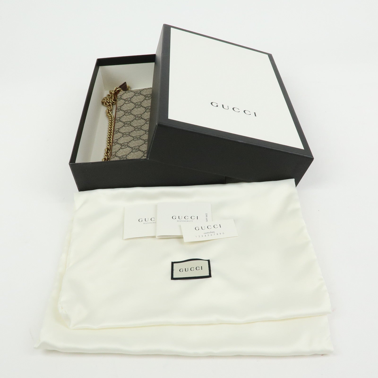 GUCCI Guccissima GG Supreme Leather Chain Shoulder Bag Beige 428449