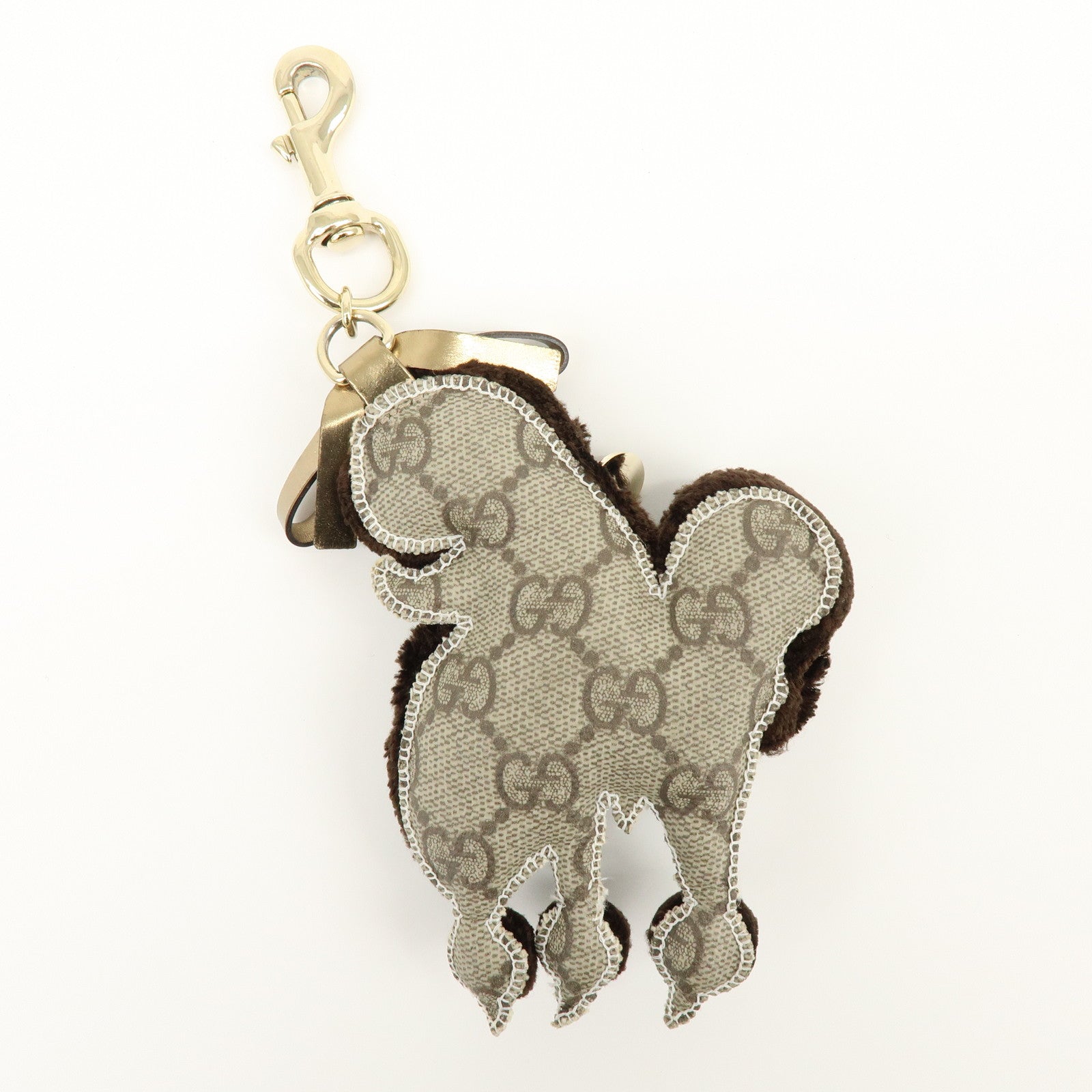 GUCCI GG Supreme Canvas Gucciori Poodle Bag Key Charm Brown 206079