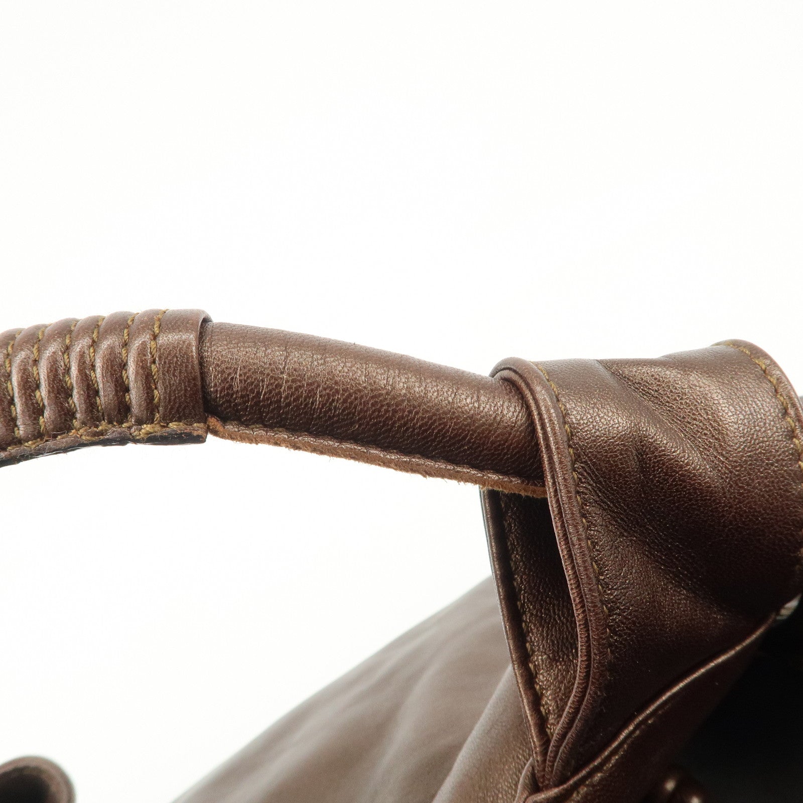 LOEWE Anagram Leather Nappa Aire Hand Bag Tote Bag Brown Used