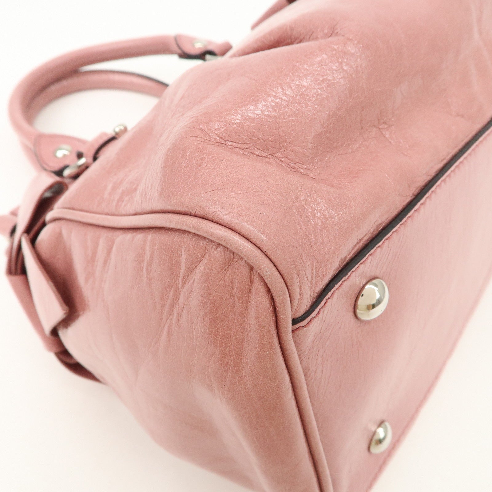 MIU MIU Vitello Lux 2Way Bag Hand Bag Shoulder Bag Pink RN0955