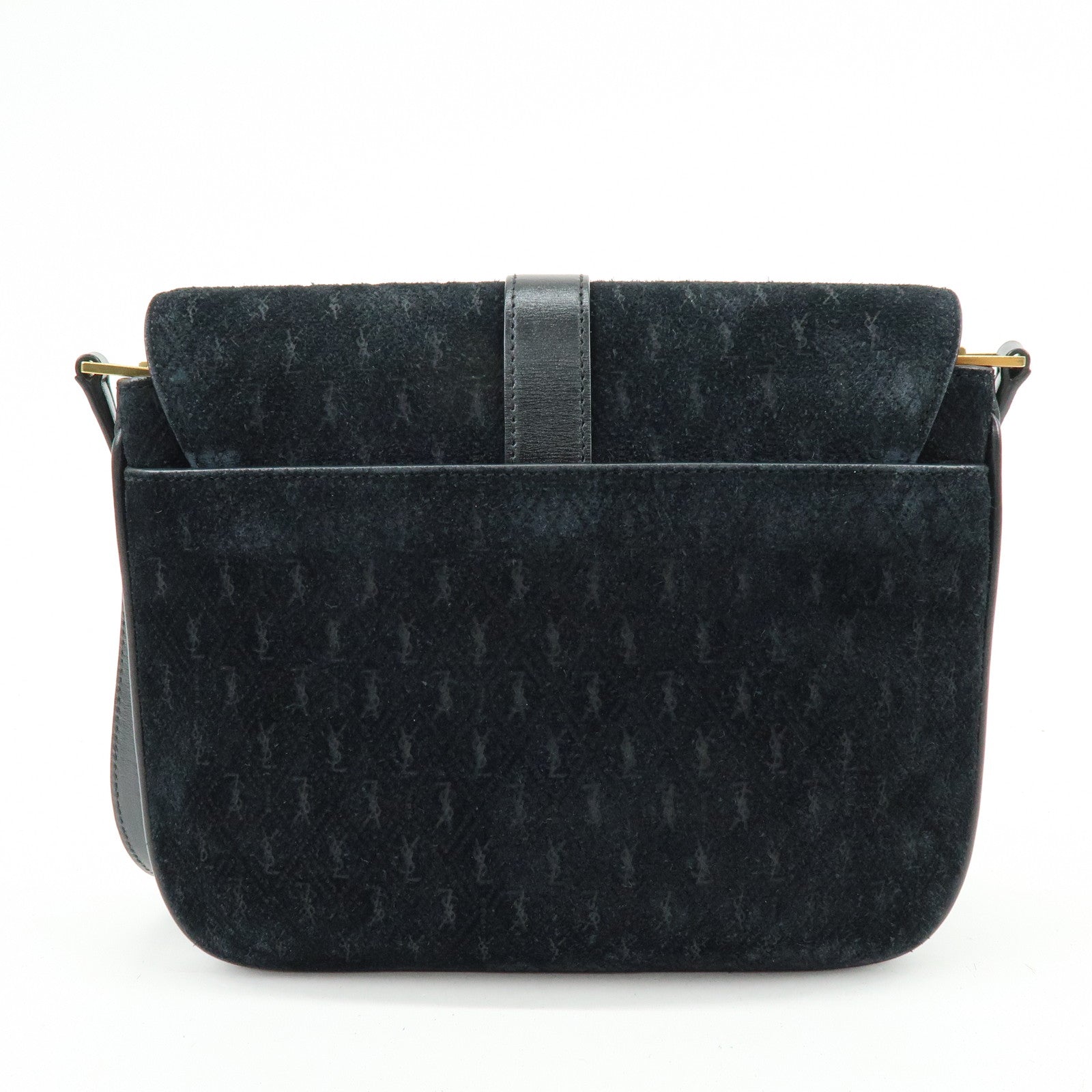 SAINT LAURENT PARIS Le Monogram Suede Leather Shoulder Bag Black
