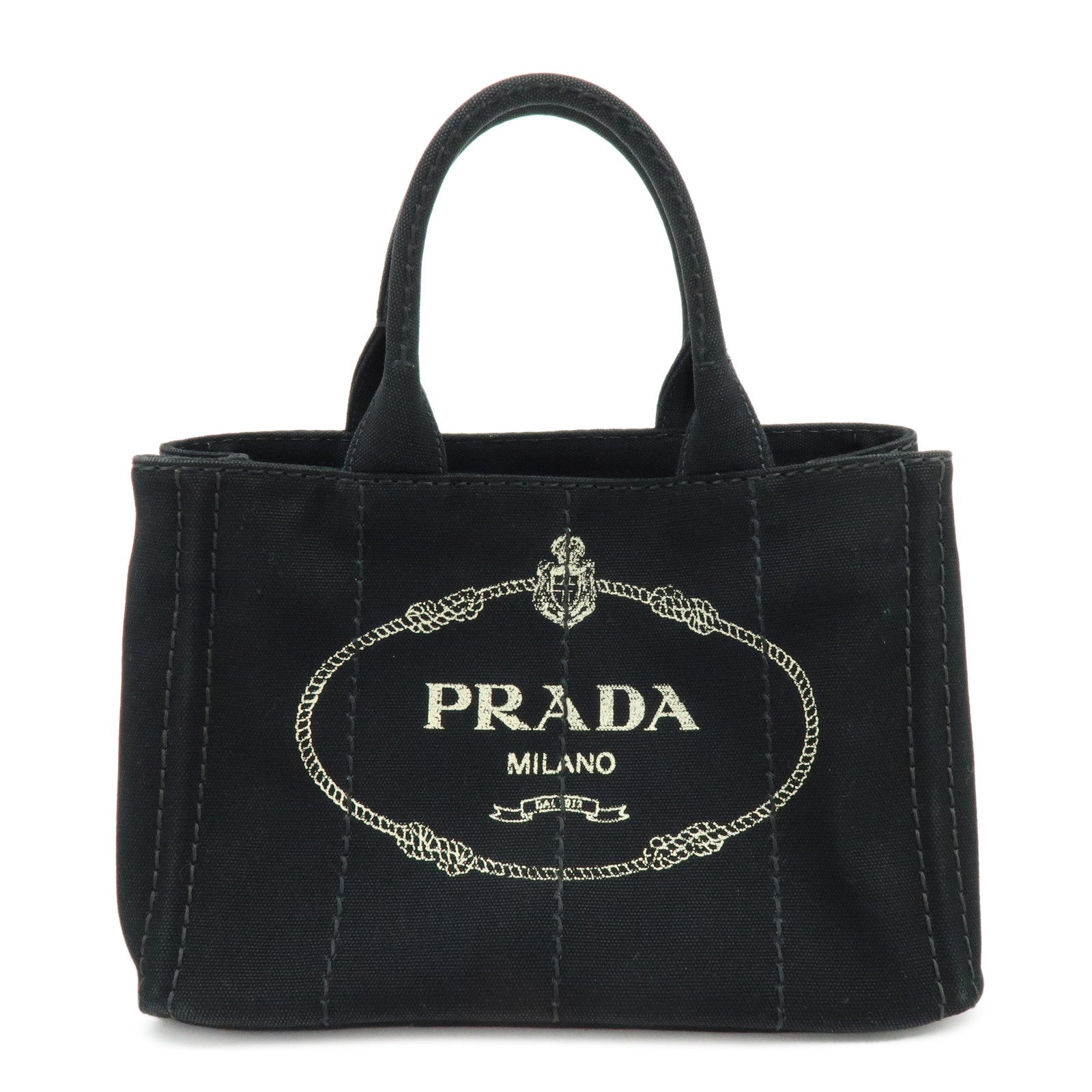 PRADA Triangle Logo Canapa Mini Canvas 2Way Bag Hand Bag 1BG439