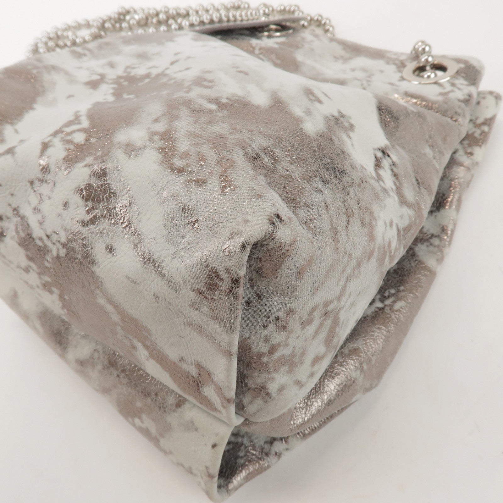 Maison Margiela MM6 Faux Leather Shoulder Bag Silver S41WC0015