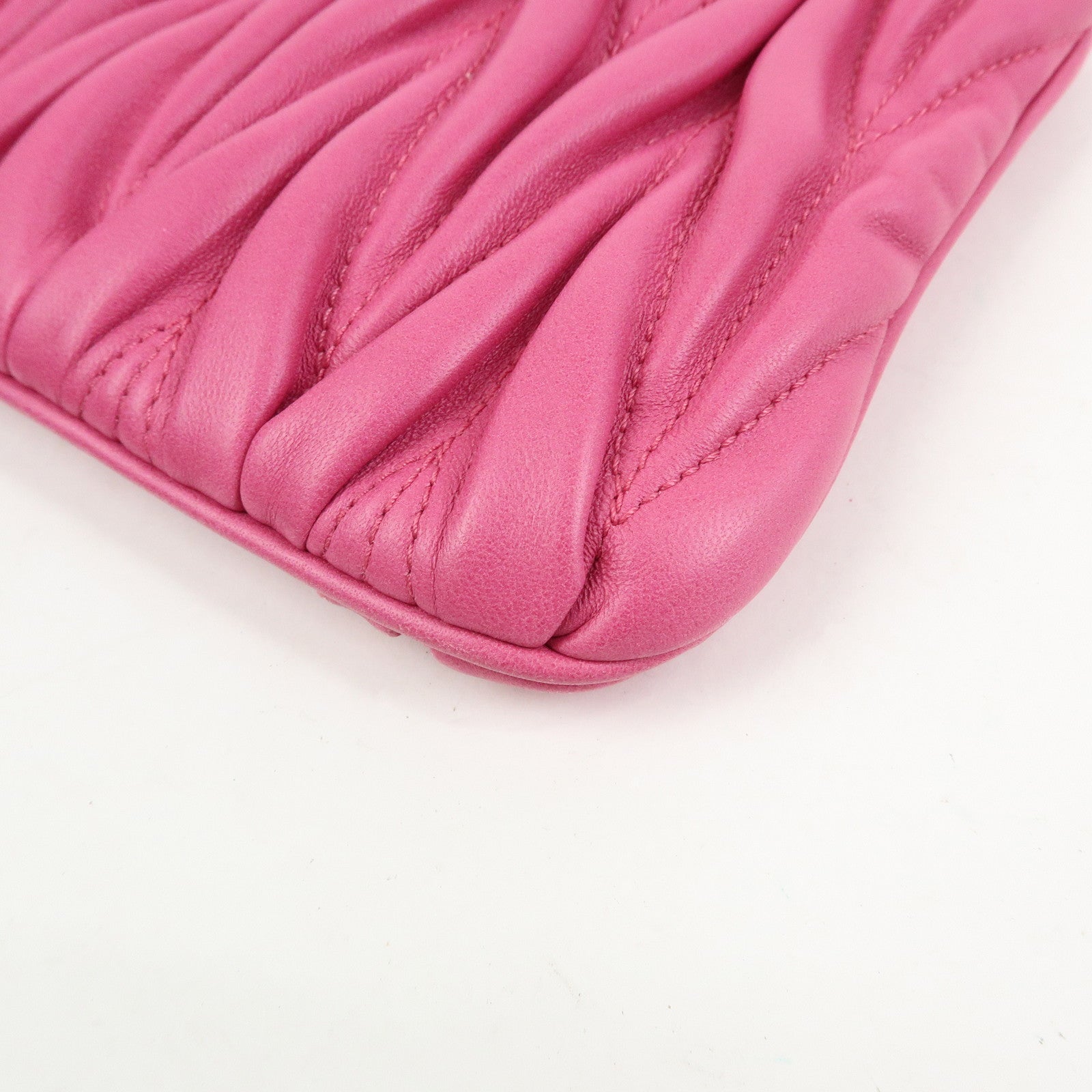 MIU MIU Matelasse Nappa Leather Clutch Bag Pouch Pink 5N1811