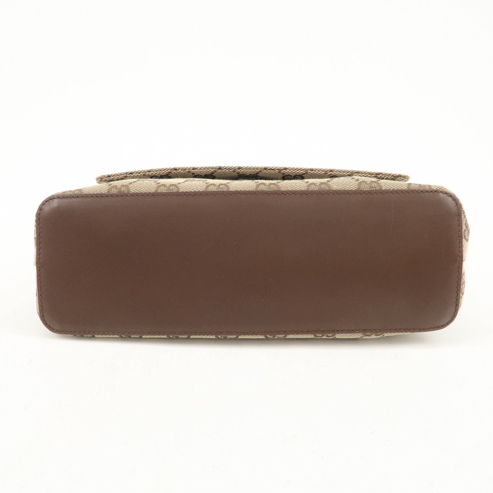 GUCCI GG Monogram Canvas Leather Shoulder Bag Beige Brown 90646