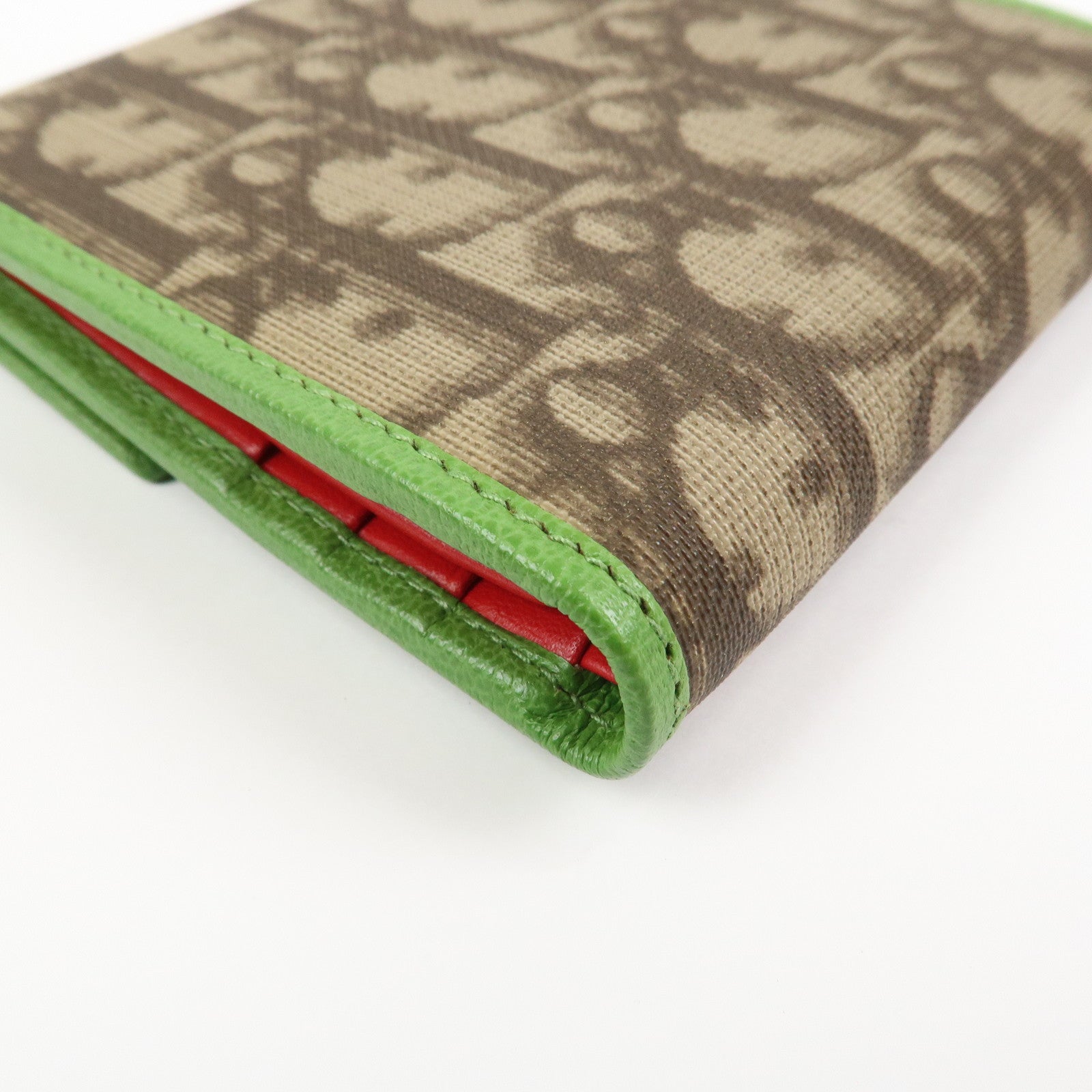 Christian Dior Rasta Trotter PVC Leather Compact Wallet Brown Green