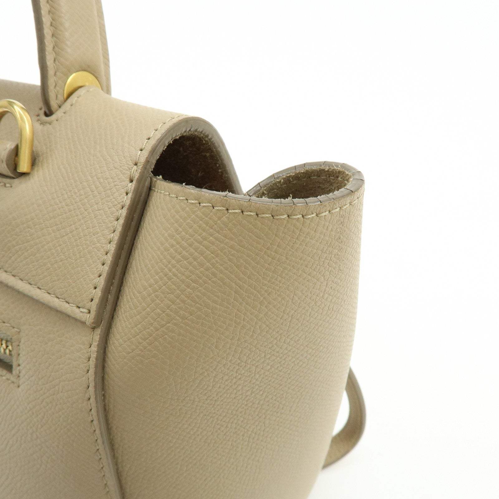 CELINE Belt Bag Leather 2WAY Bag Hand Bag Shoulder Bag Greige