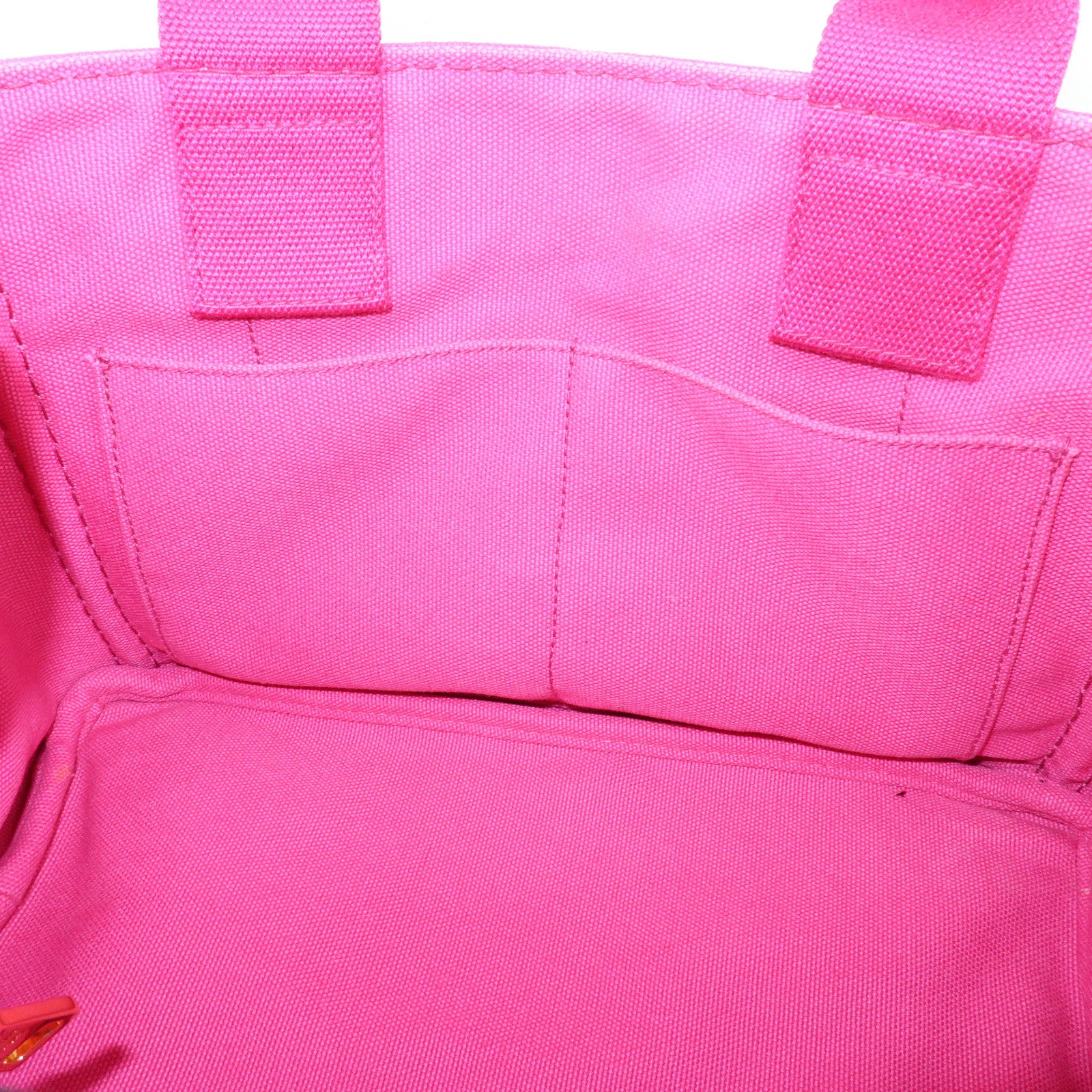 PRADA Triangle Logo Canapa Mini Canvas Tote Hand Bag Pink BN2439