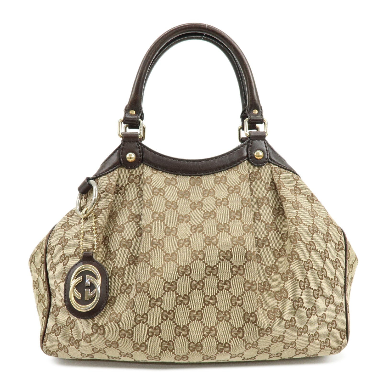 GUCCI Sukey GG Canvas Leather Tote Bag Hand Bag Beige Brown 211944