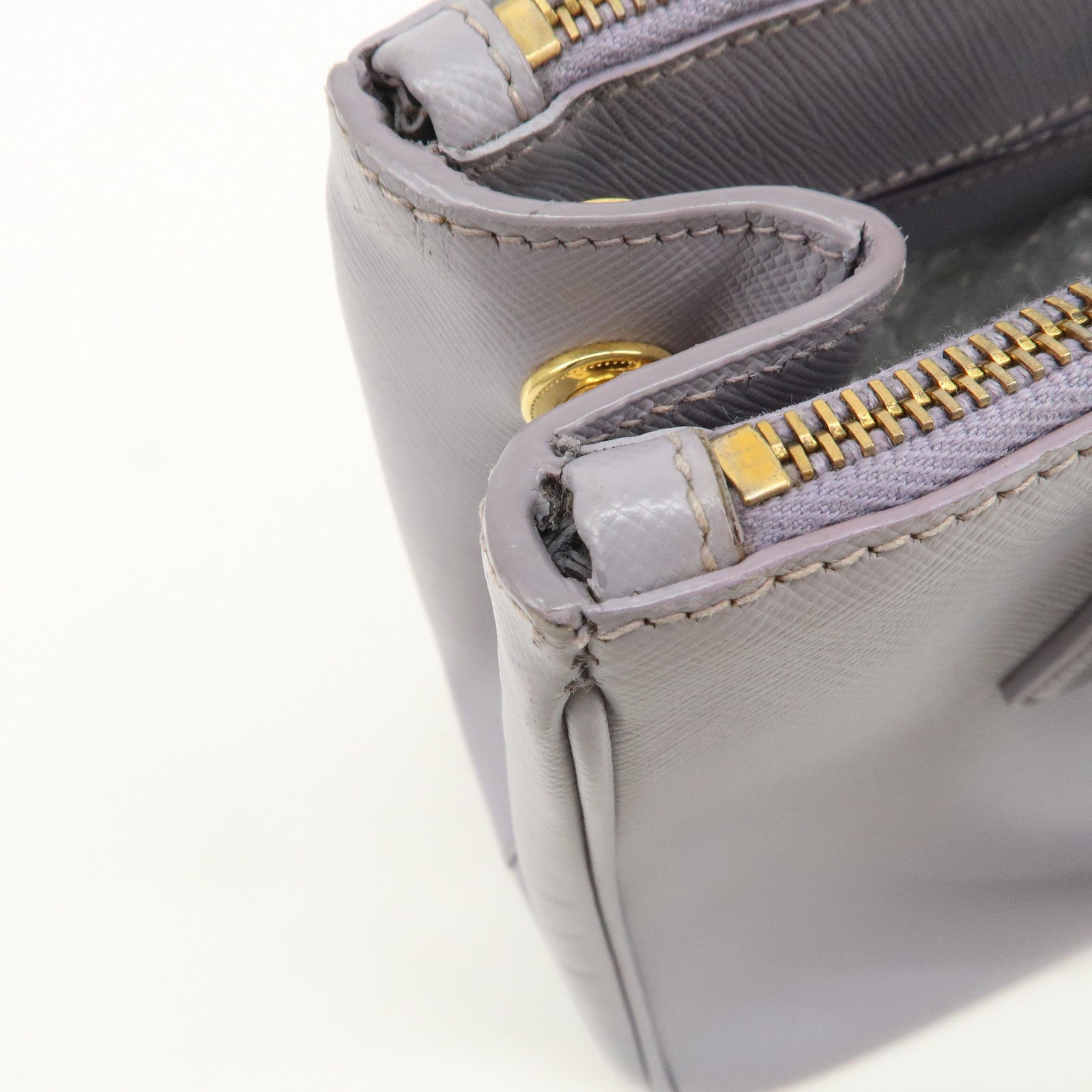 PRADA Traingle Logo Galleria 2Way Shoulder Hand Bag Lavender 1BA863