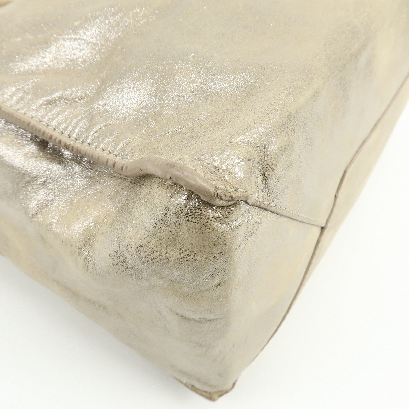 BALENCIAGA The Paper Leather Tote Bag Hand Bag Silver 255412