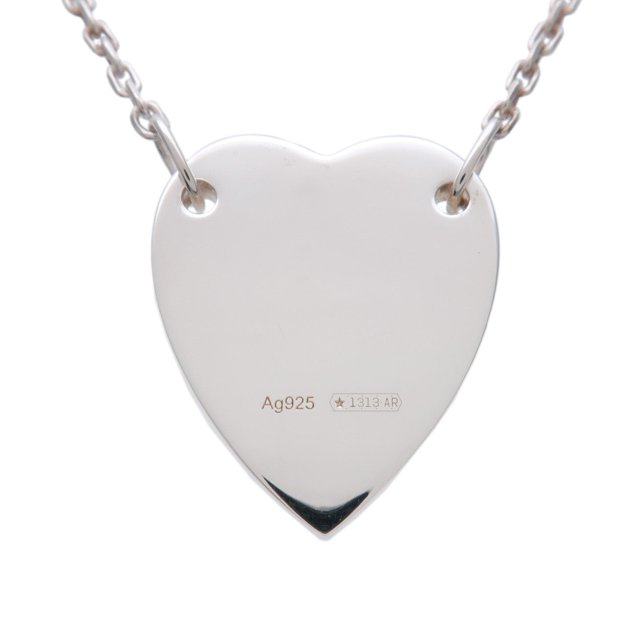 GUCCI Logo Heart Plate Necklace SV925 Silver