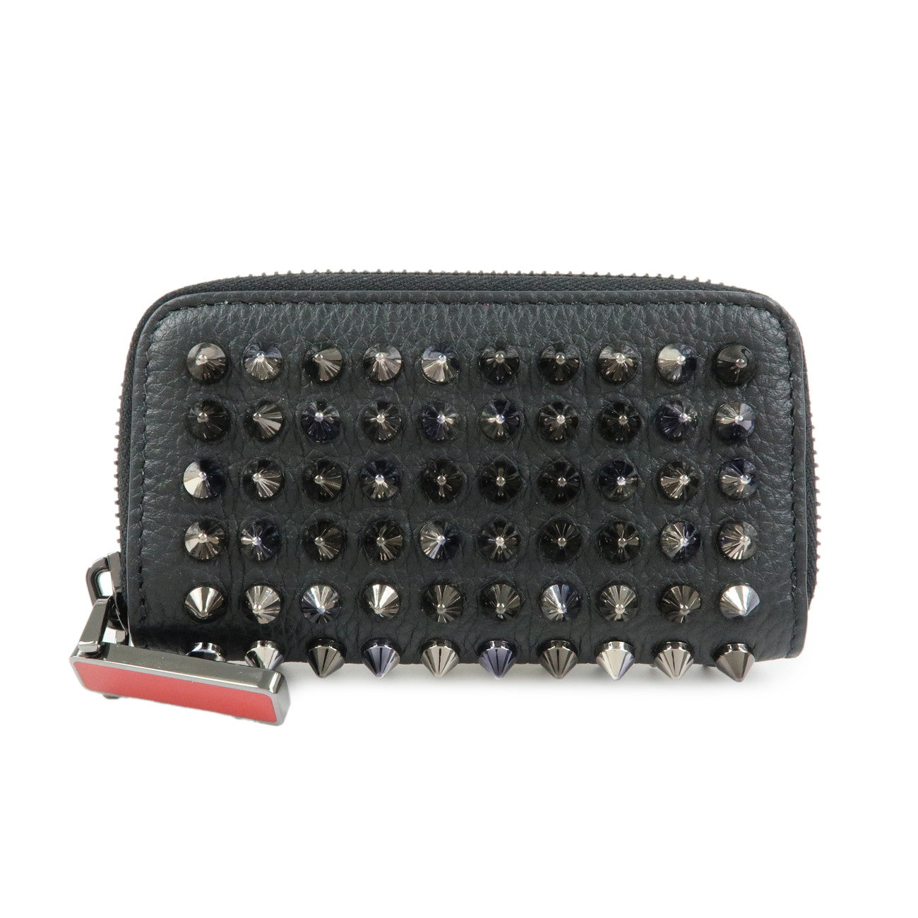Christian Louboutin Leather Panettone Studs Key Case Black