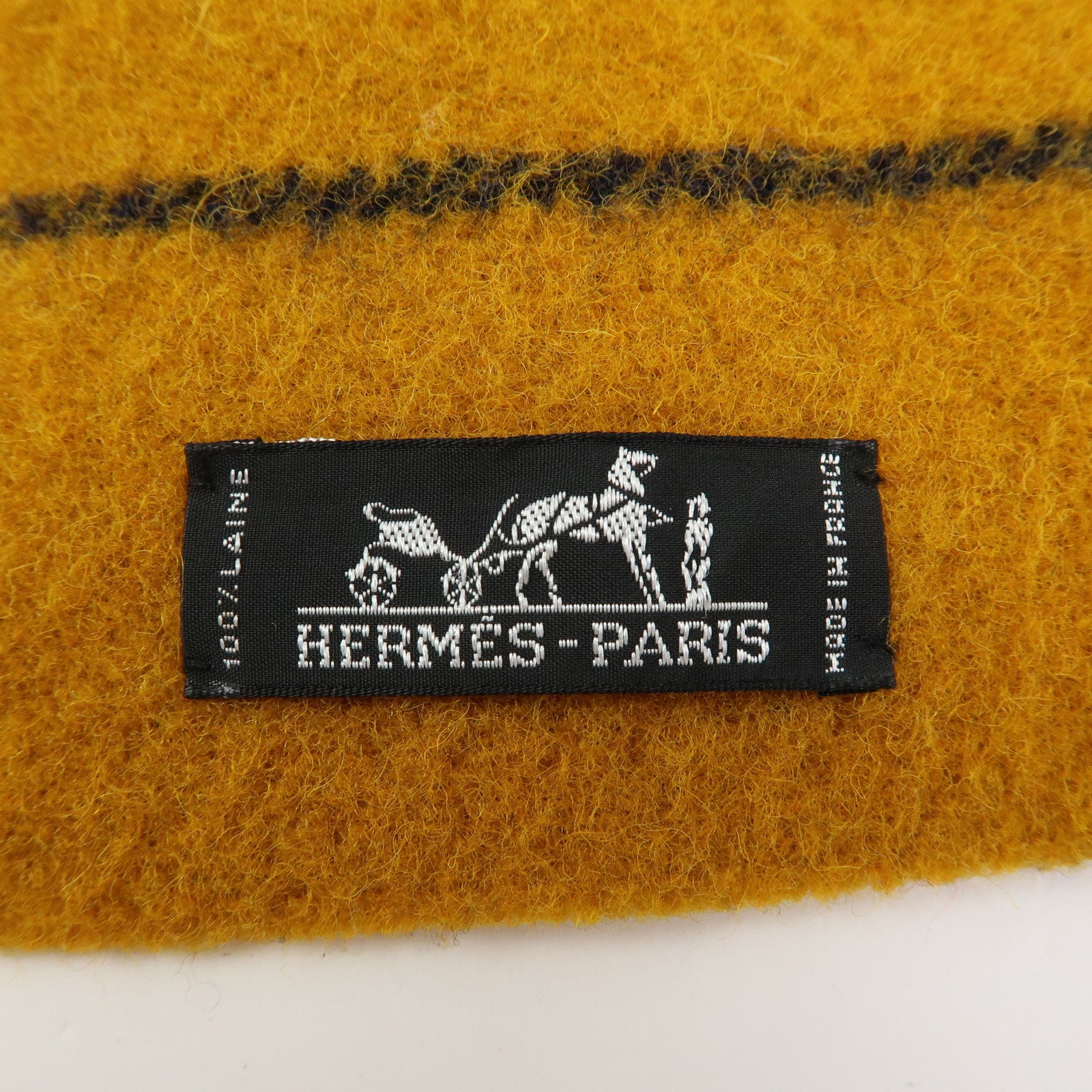HERMES Rocabar Wool 100％ Scarf Stole Mustard Black Red