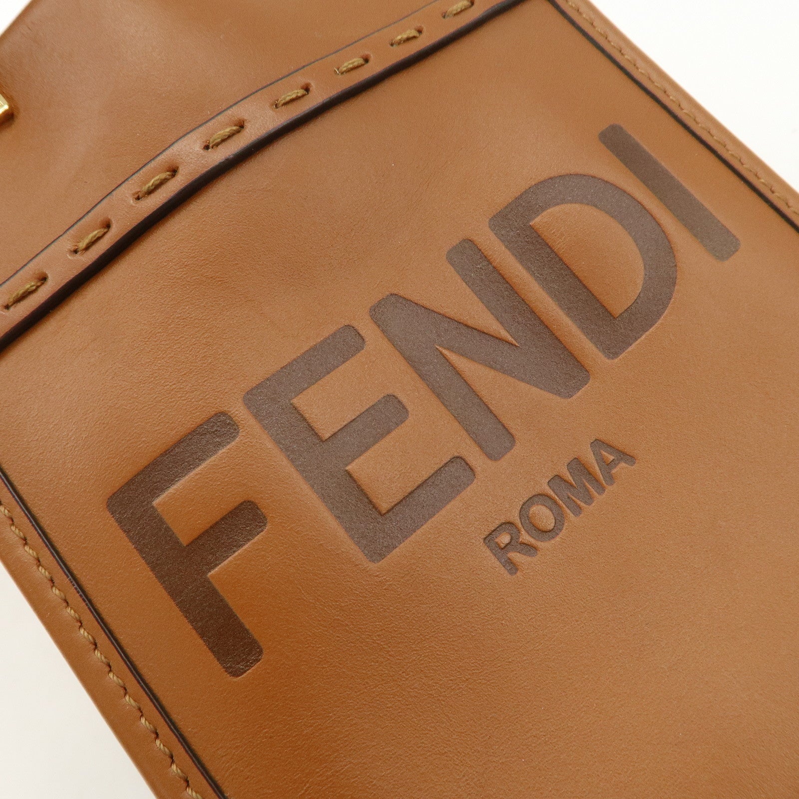 FENDI Sunshine Leather Shopper Small 2Way Bag Shoulder Bag 8BS051 Used