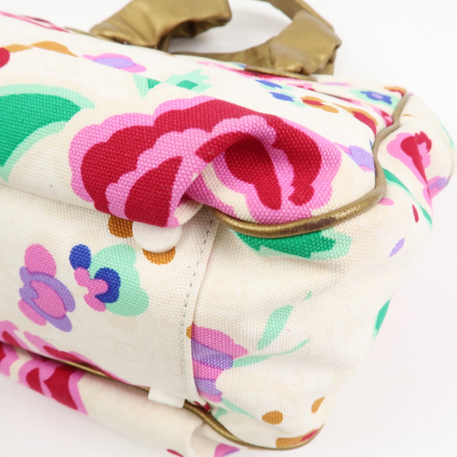 CHANEL Canvas Lamb Skin Tote Bag Shoulder Bag Flora A25388