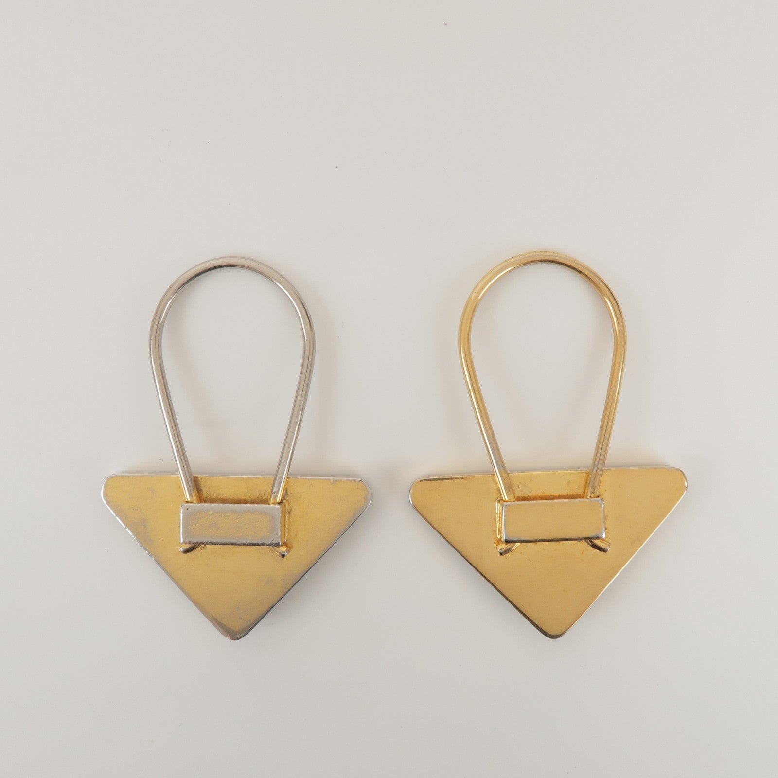 PRADA Triangle Logo Metal Saffiano Leather Set of 2 Key Holders