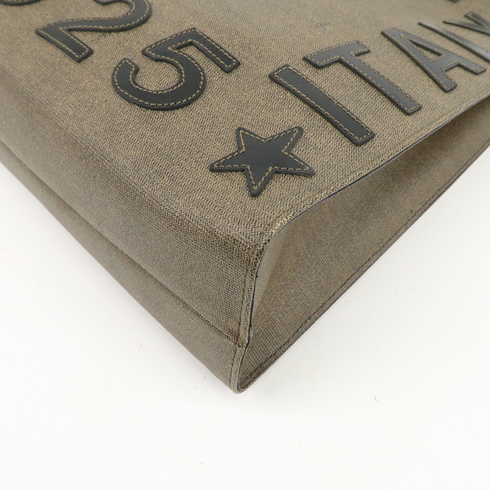 FENDI 1925 ROMA ITALY PVC Leather Tote Bag Brown Black 45426000